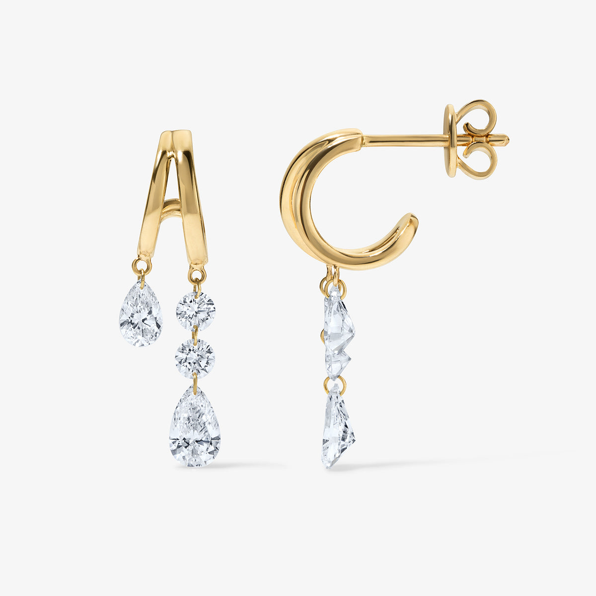 Lola Lab Grown Drilled Diamond Drop Double Hoops