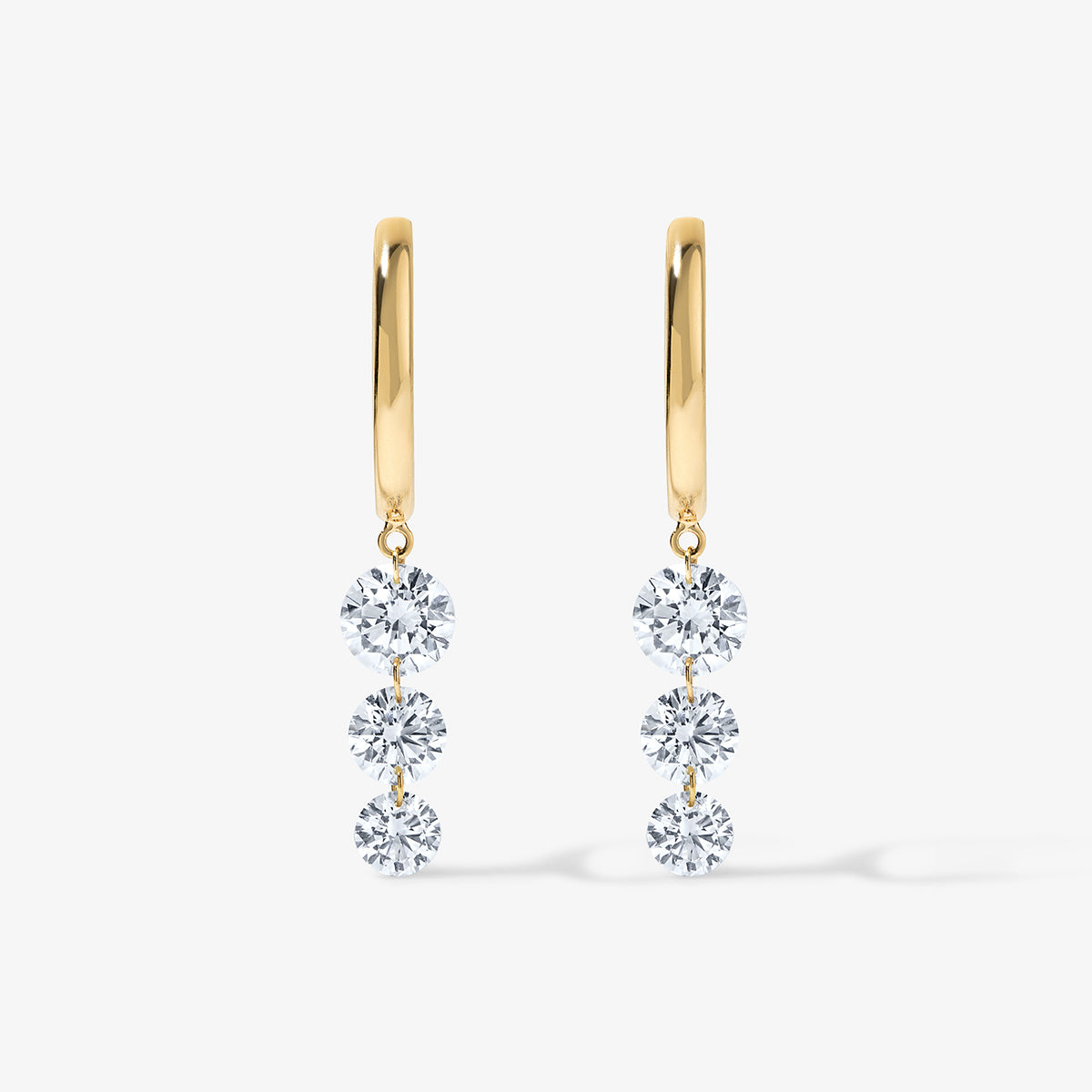 Lola Lab Grown Drilled Diamond 3 Stone Huggies