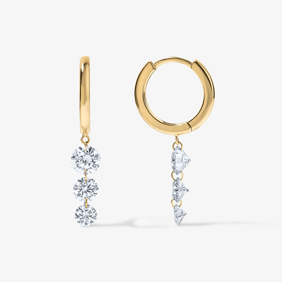 Lola Lab Grown Drilled Diamond 3 Stone Huggies