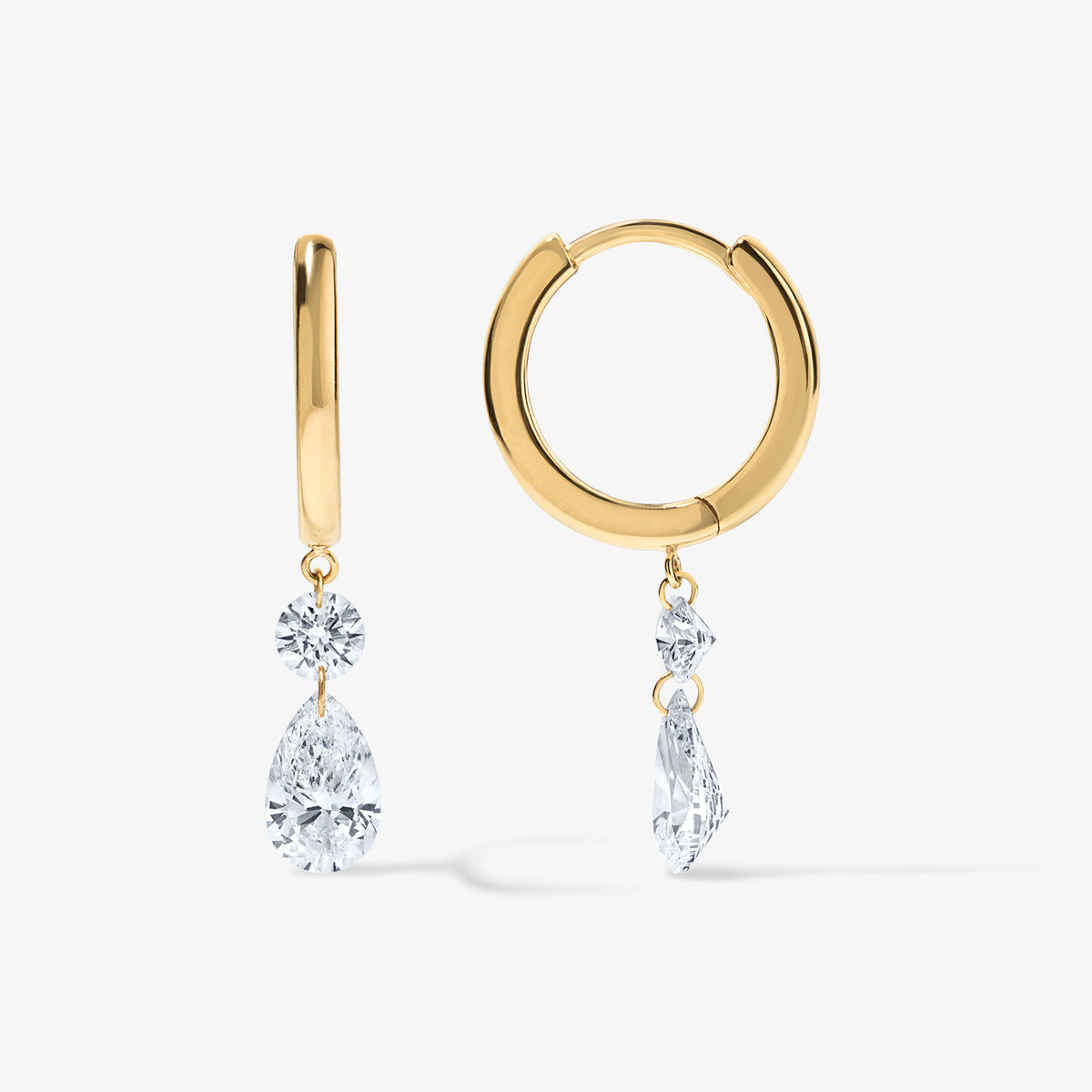 Lola Lab Grown Drilled Diamond 2 Stone Pear Huggies