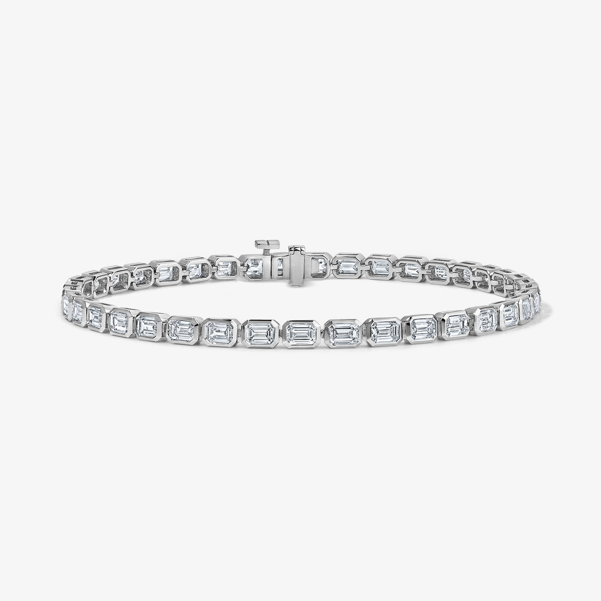 Lab Grown Diamond Emerald Bezel Tennis Bracelet 14K White Gold 5.00cttw