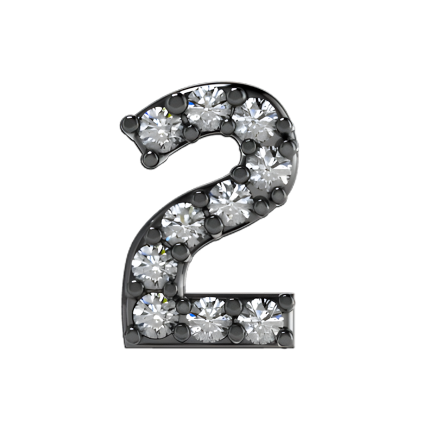Slider Pave Number 2 Charm