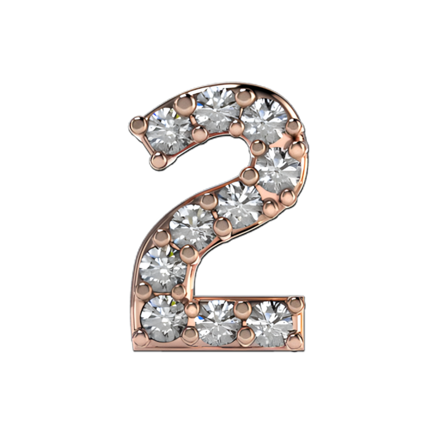 Slider Pave Number 2 Charm