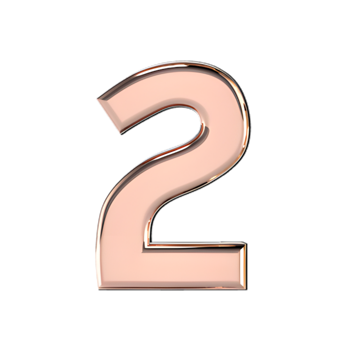 Slider Solid Number 2 Charm 18K Rose Gold