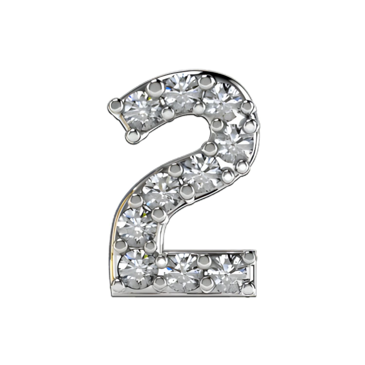 Slider Pave Number 2 Charm