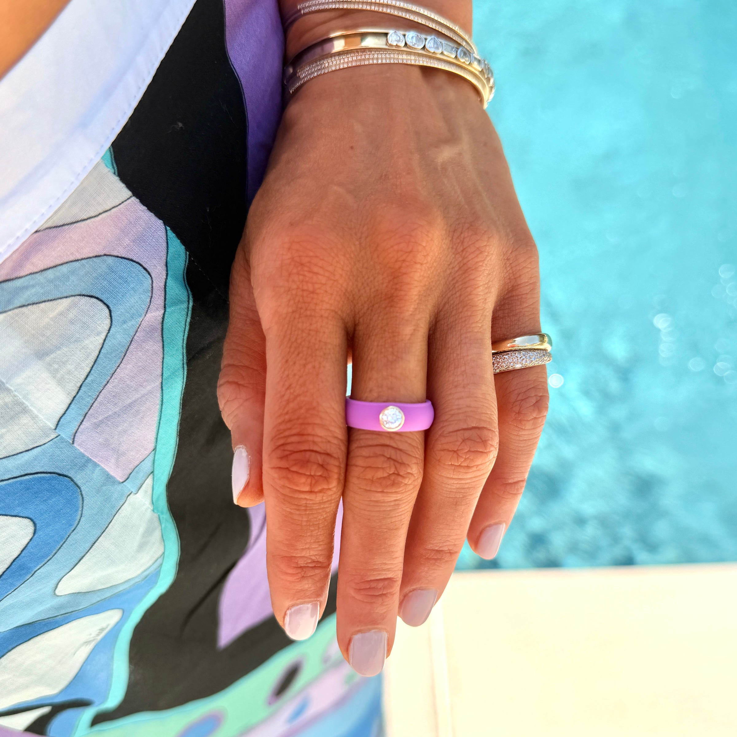 Round Lab Grown Diamond on Silicone Band