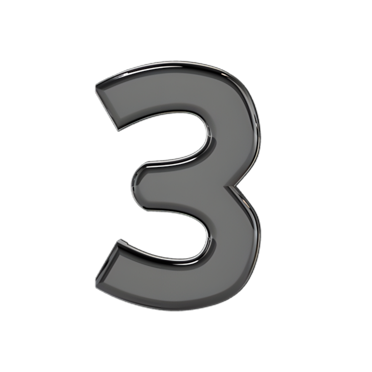 Slider Solid Number 3 Charm 18K Black Rhodium