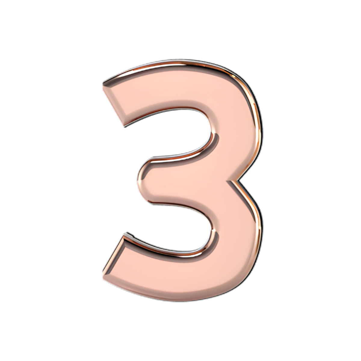 Slider Solid Number 3 Charm 18K Rose Gold