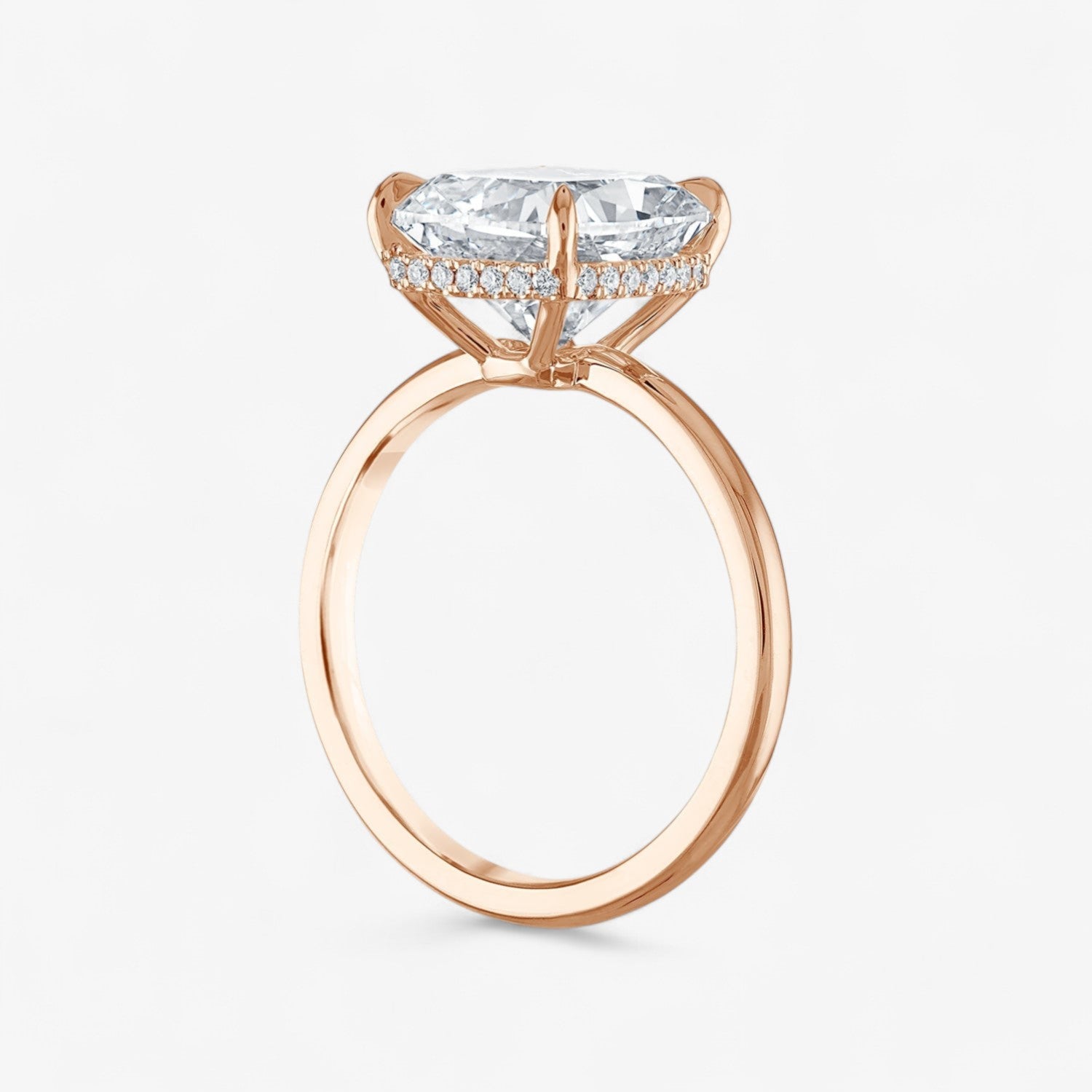 Cushion Cut Solitaire with Pave Bezel Engagement Ring