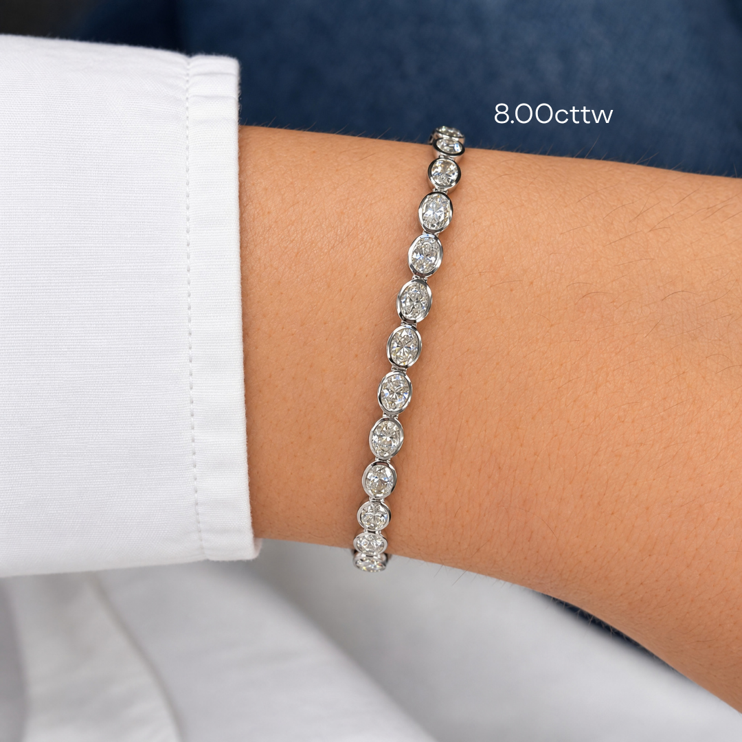 Lab Grown Diamond Oval Bezel Tennis Bracelet