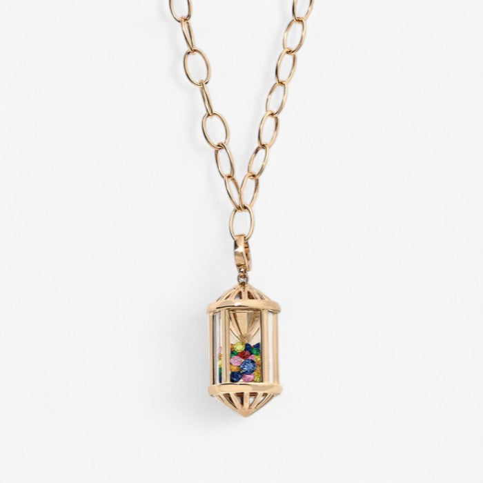 Large Sachet Pendant with Rainbow Stones