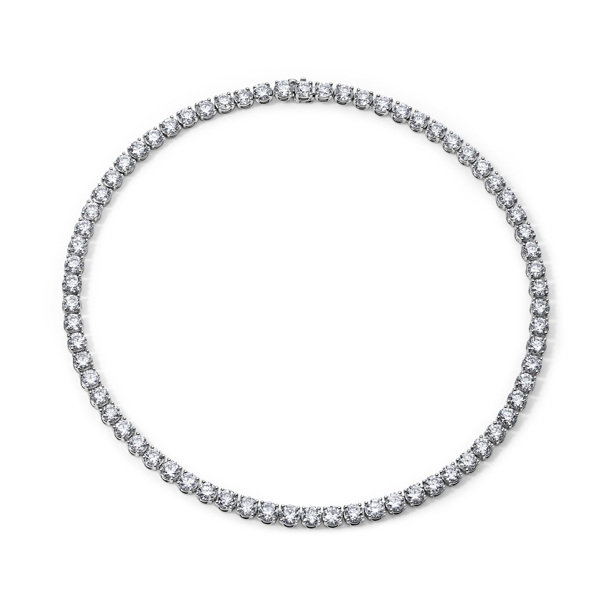 35CT Round Diamond Tennis Necklace