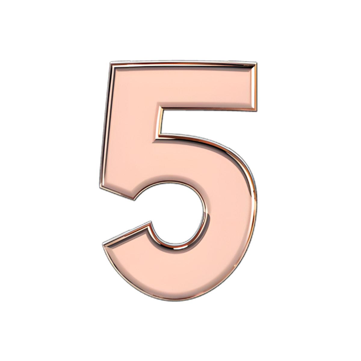 Slider Solid Number 5 Charm 18K Rose Gold