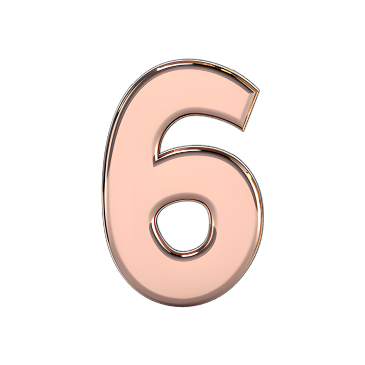 Slider Solid Number 6 Charm 18K Rose Gold
