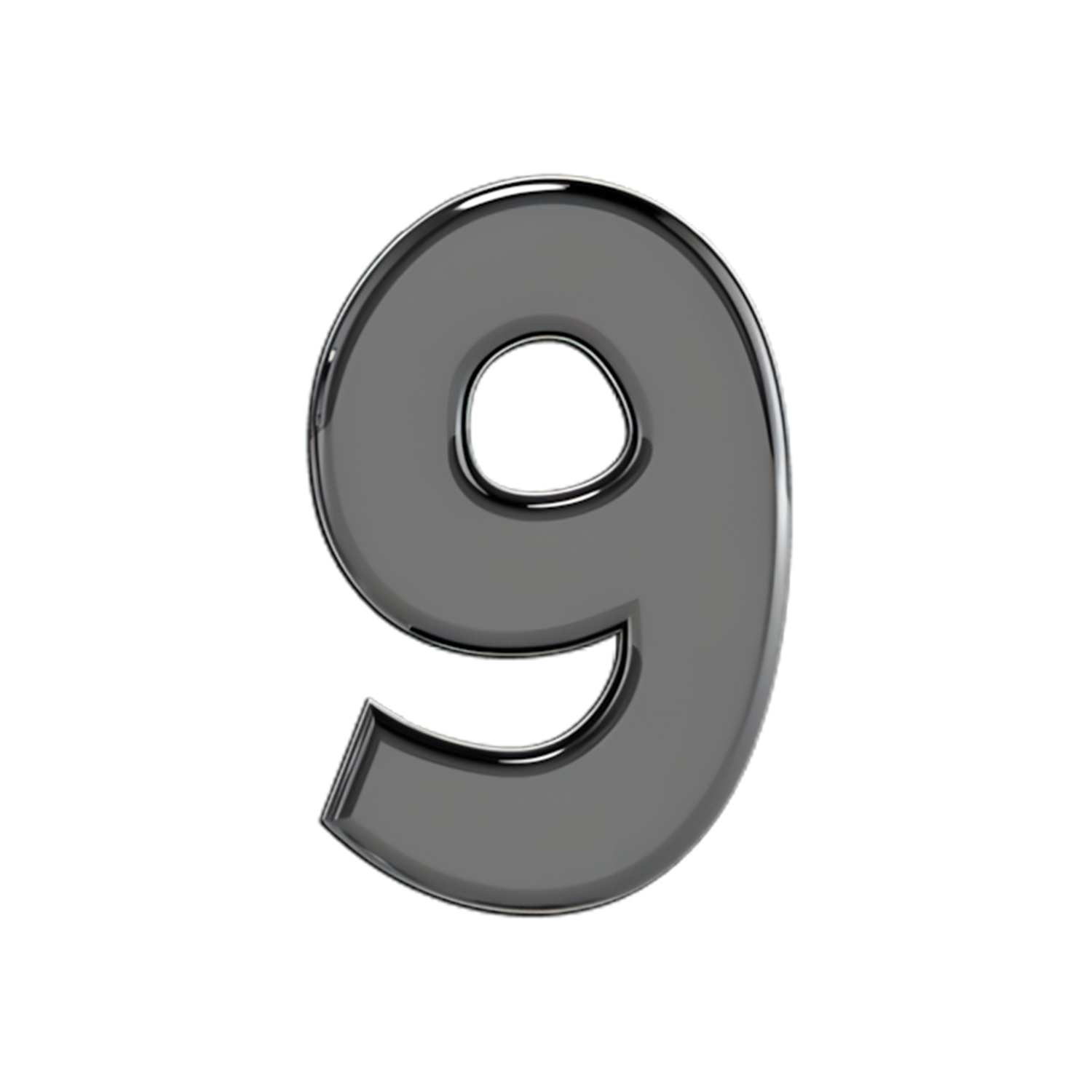 Slider Solid Number 9 Charm 18K Black Rhodium