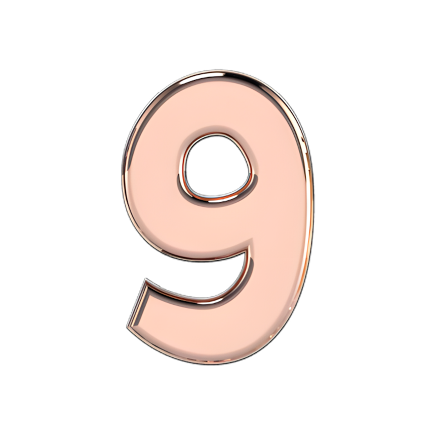 Slider Solid Number 9 Charm 18K Rose Gold