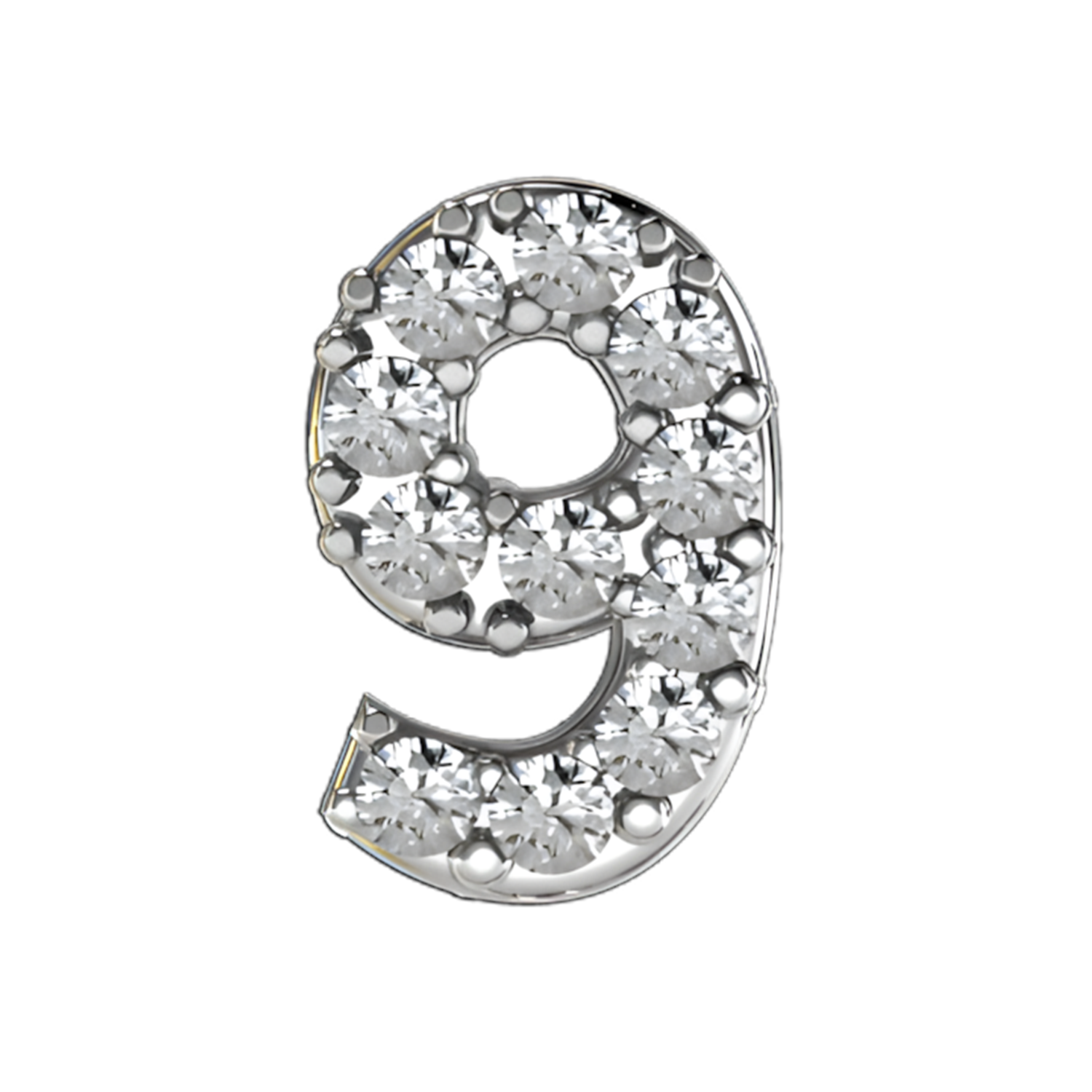 Slider Pave Number 9 Charm