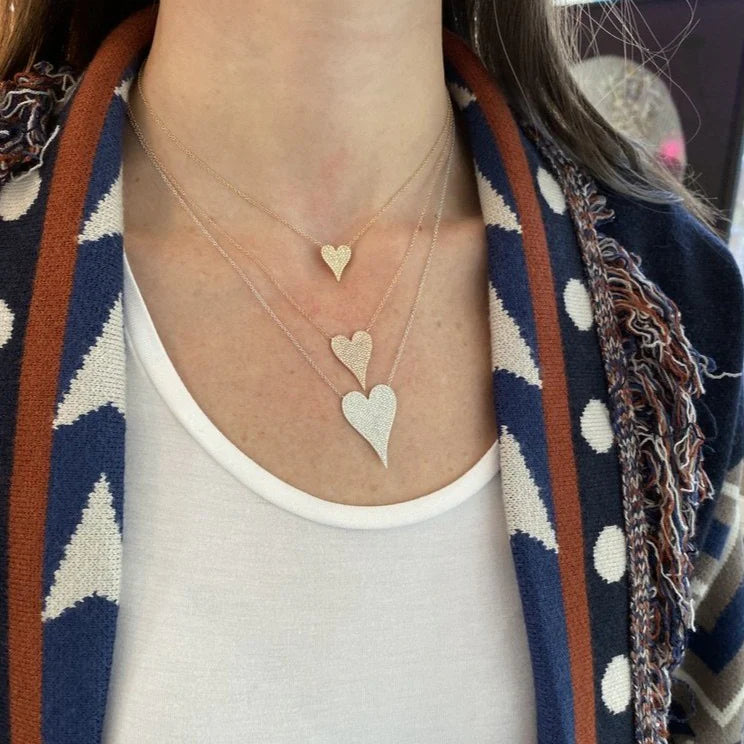 Medium Pave Heart Necklace