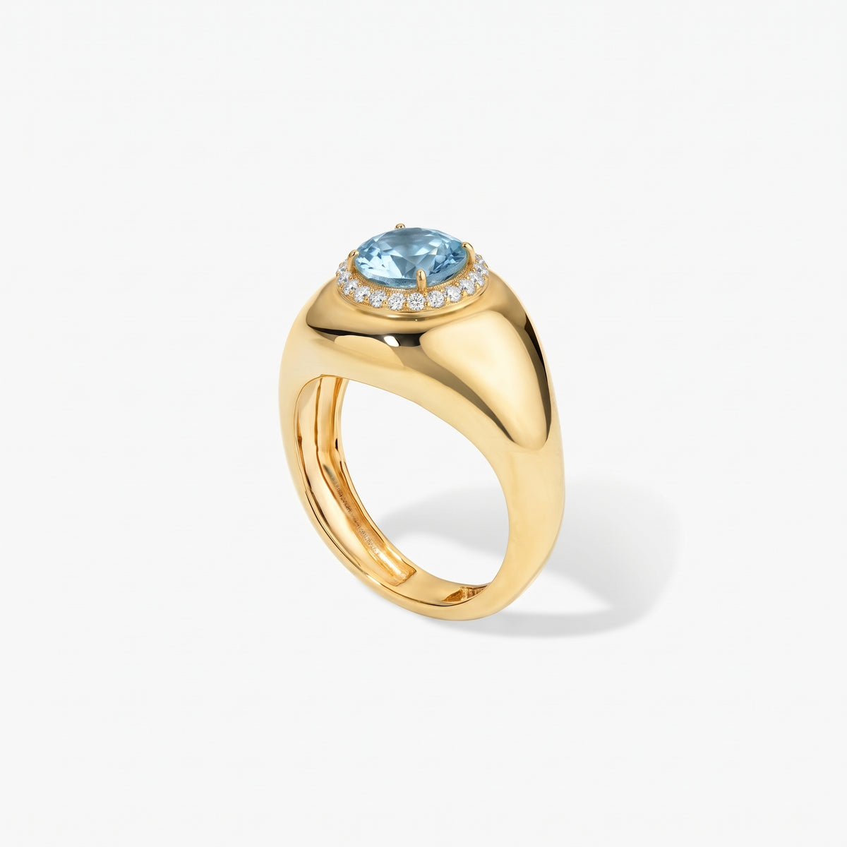 Aquamarine Candy Button Signet Ring