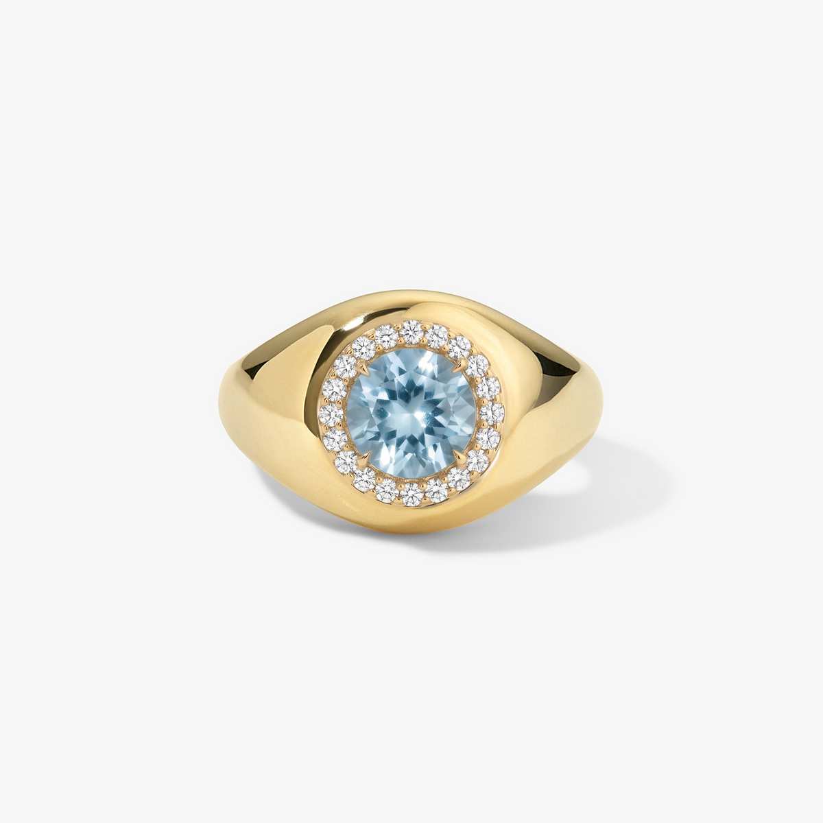 Aquamarine Candy Button Signet Ring