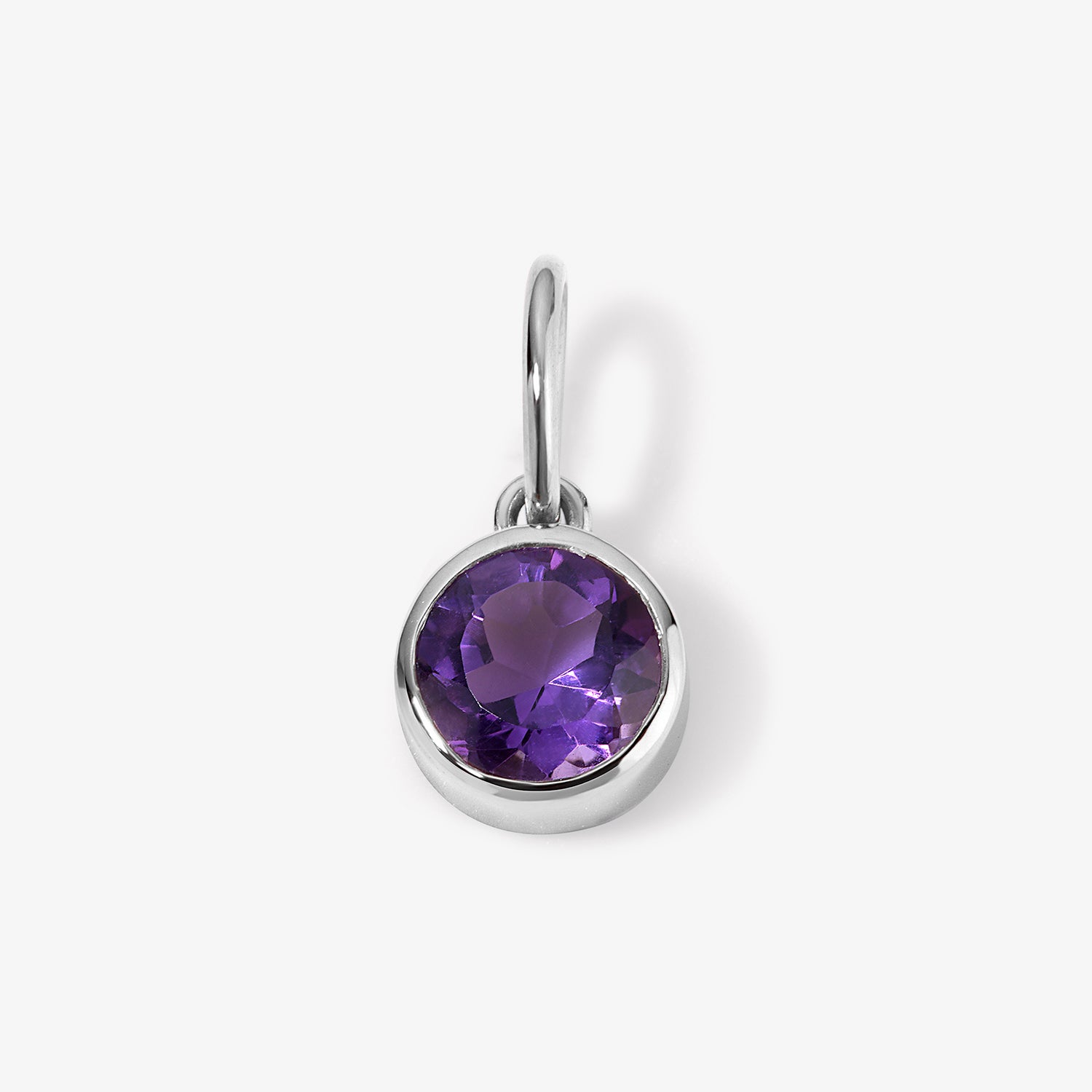 Margot Amethyst Birthstone Bezel Charm 14K White Gold Small