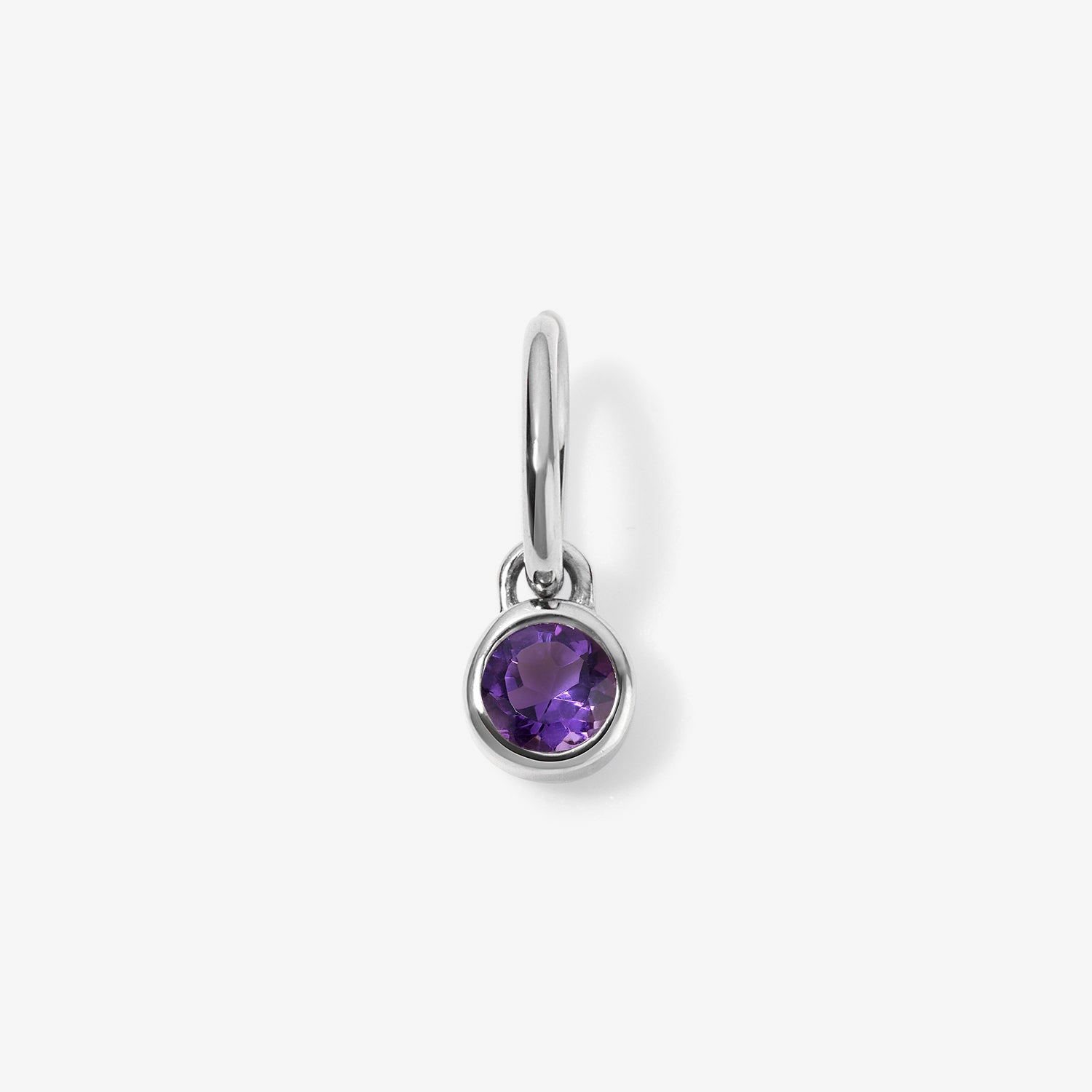 Margot Amethyst Birthstone Bezel Charm 14K White Gold Mini