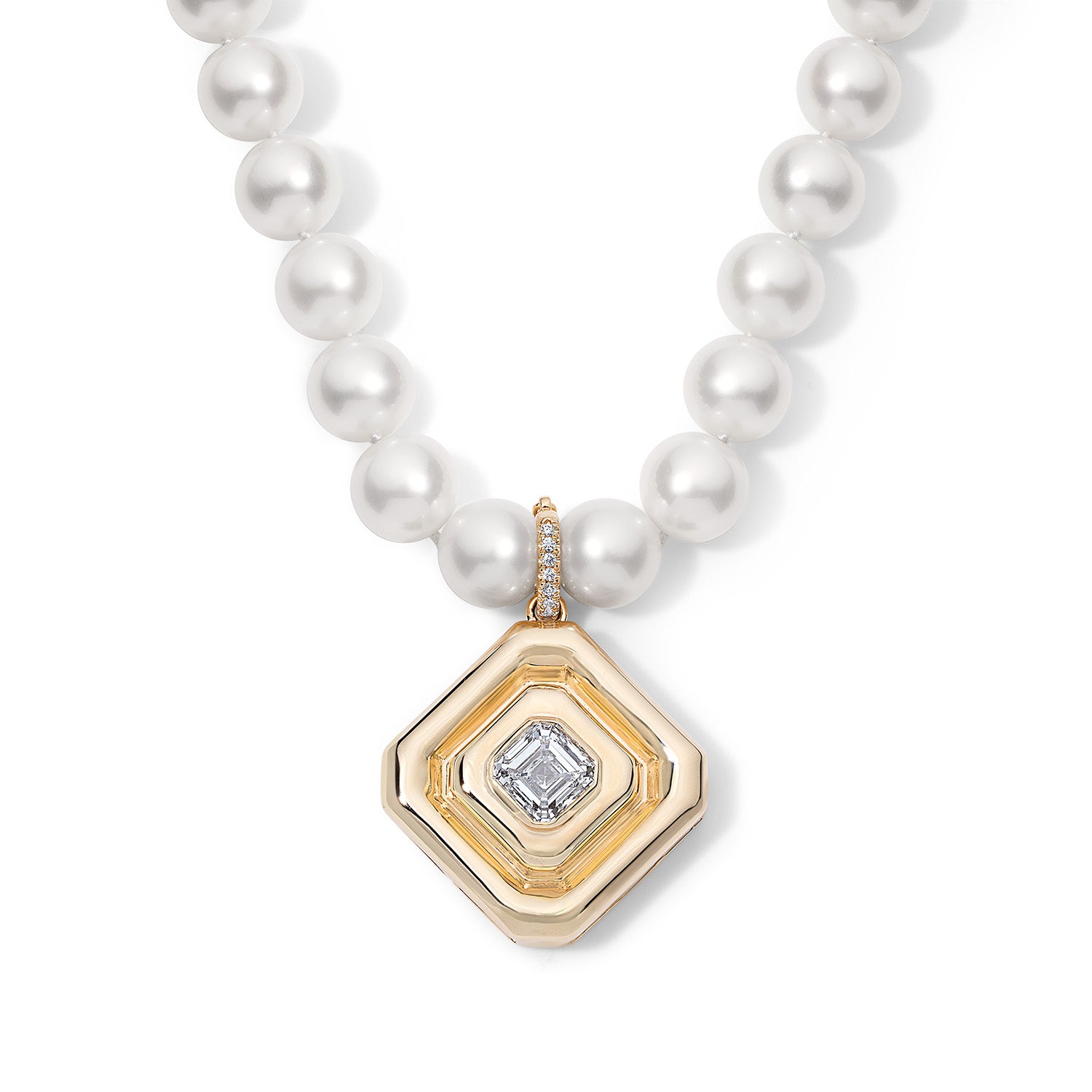 Pearl and Diamond Asscher Statement Necklace