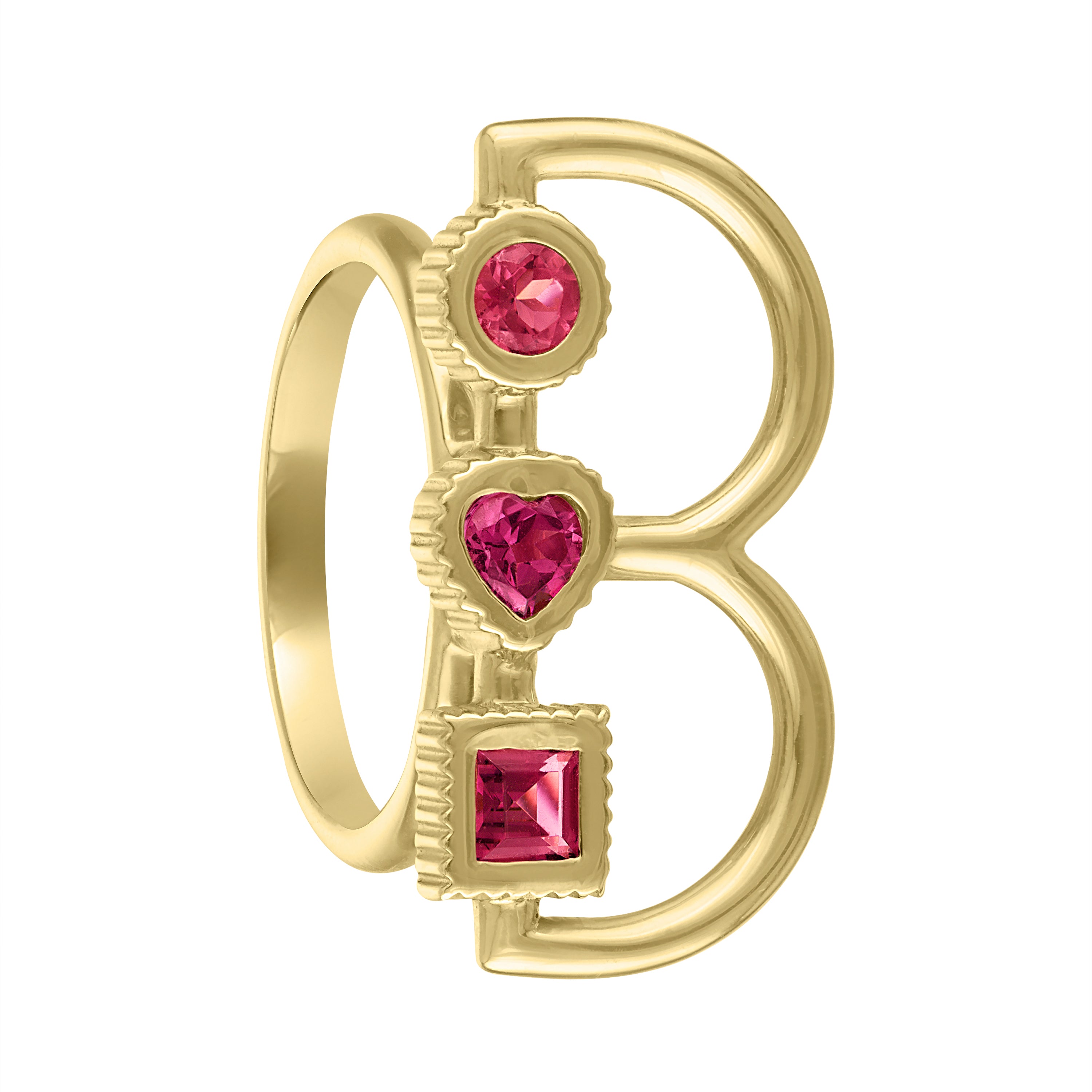 Bailey Jumbo Initial "B" Ring in Yellow Gold Size 7