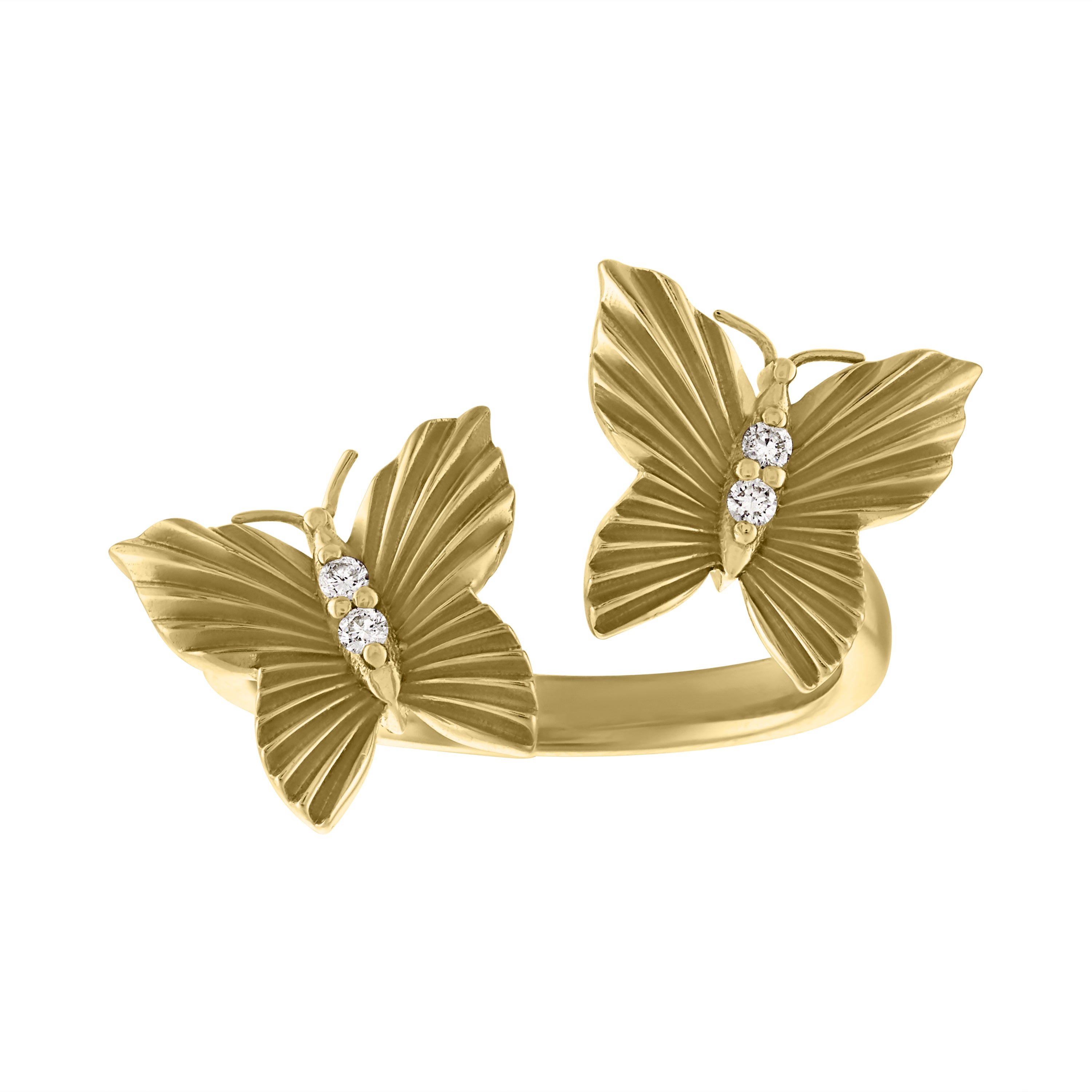 Brenner Double Butterfly Fluted Ring Size 6.5