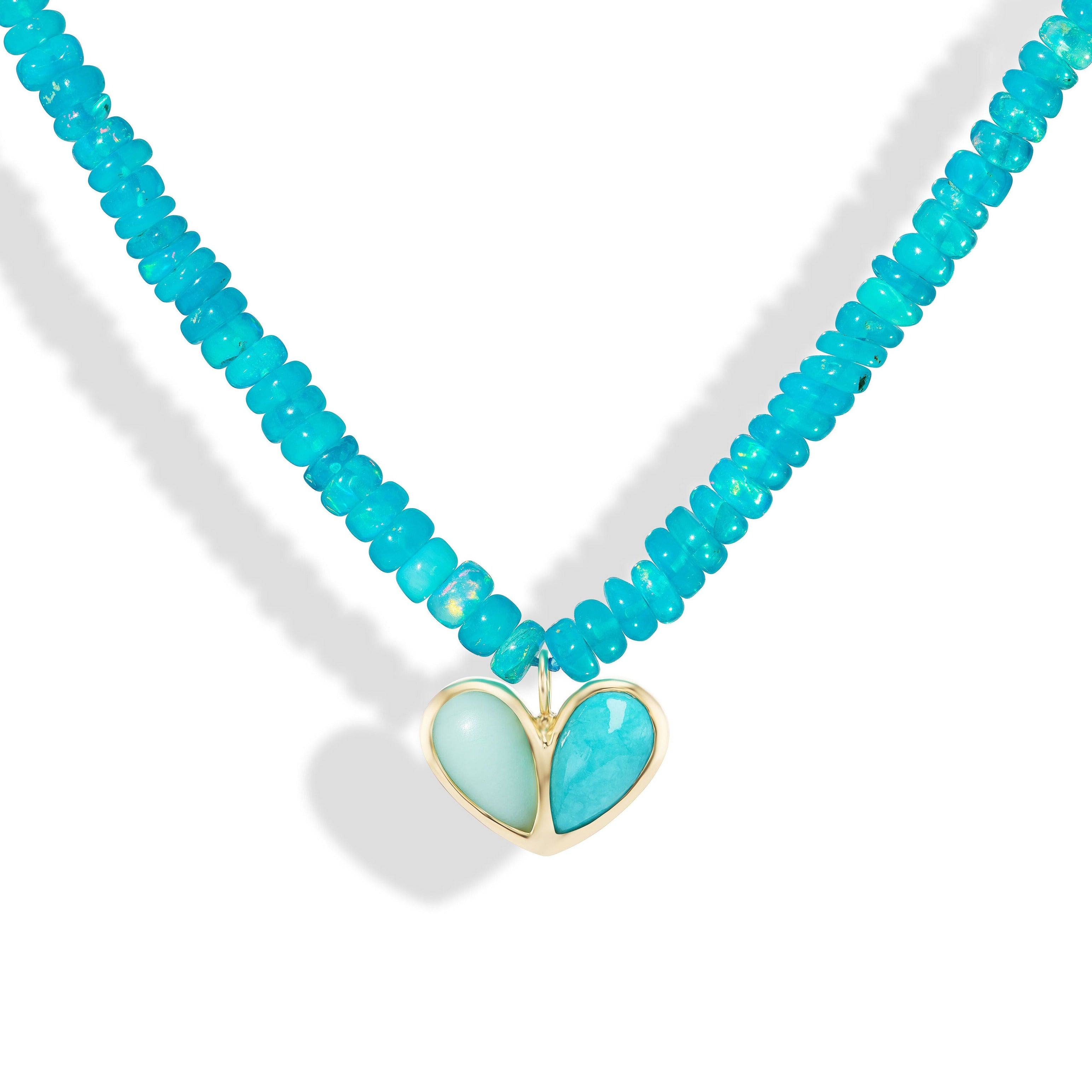 Blue Opal Beaded Sweetheart Necklace