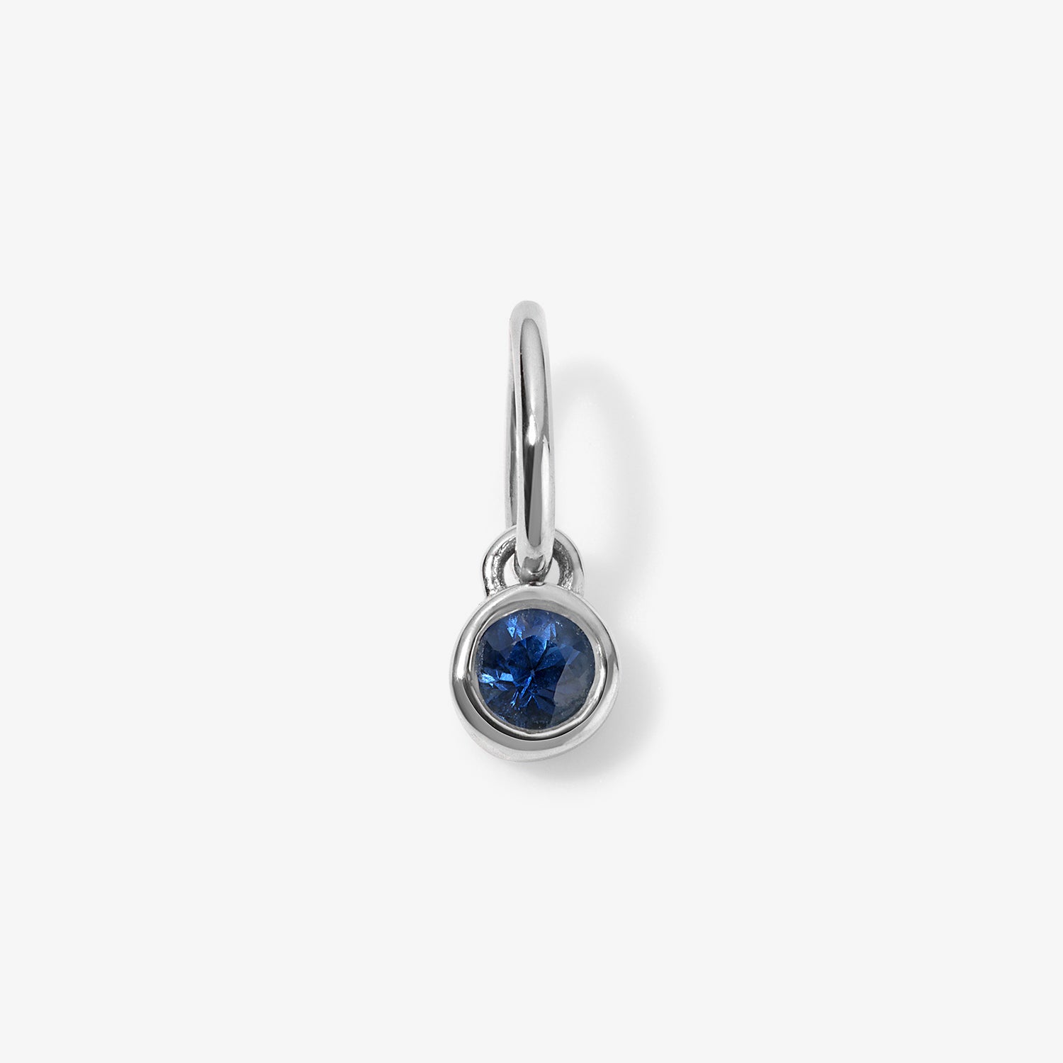 Margot Blue Sapphire Birthstone Bezel Charm 14K White Gold Mini