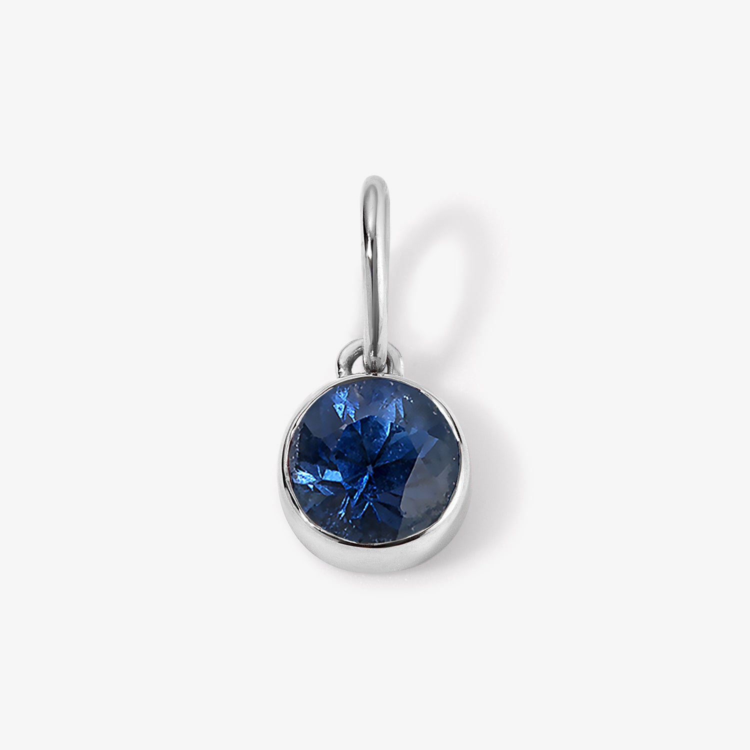 Margot Blue Sapphire Birthstone Bezel Charm 14K White Gold Small