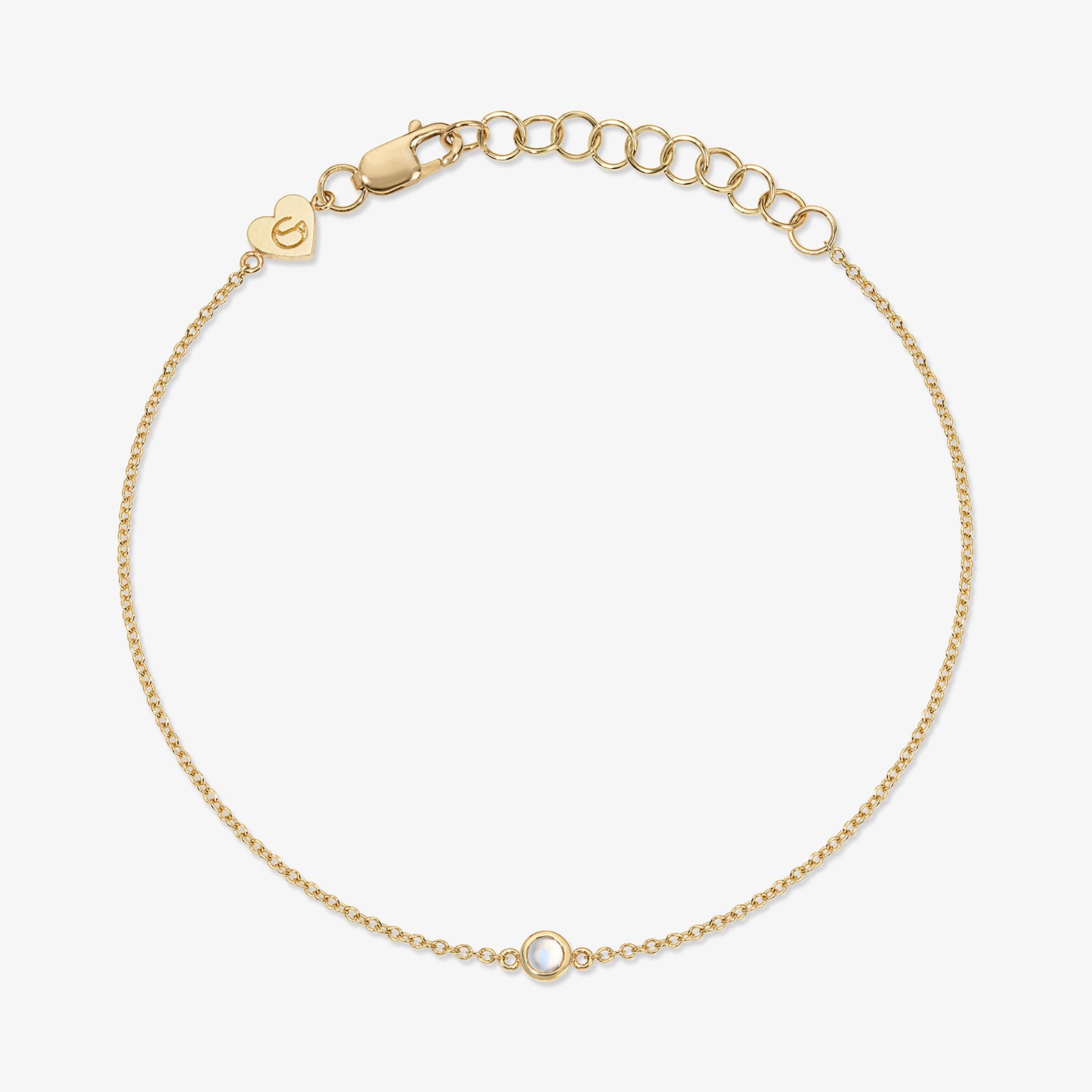 Margot Birthstone Bezel Chain Bracelet 14K Yellow Gold Moonstone