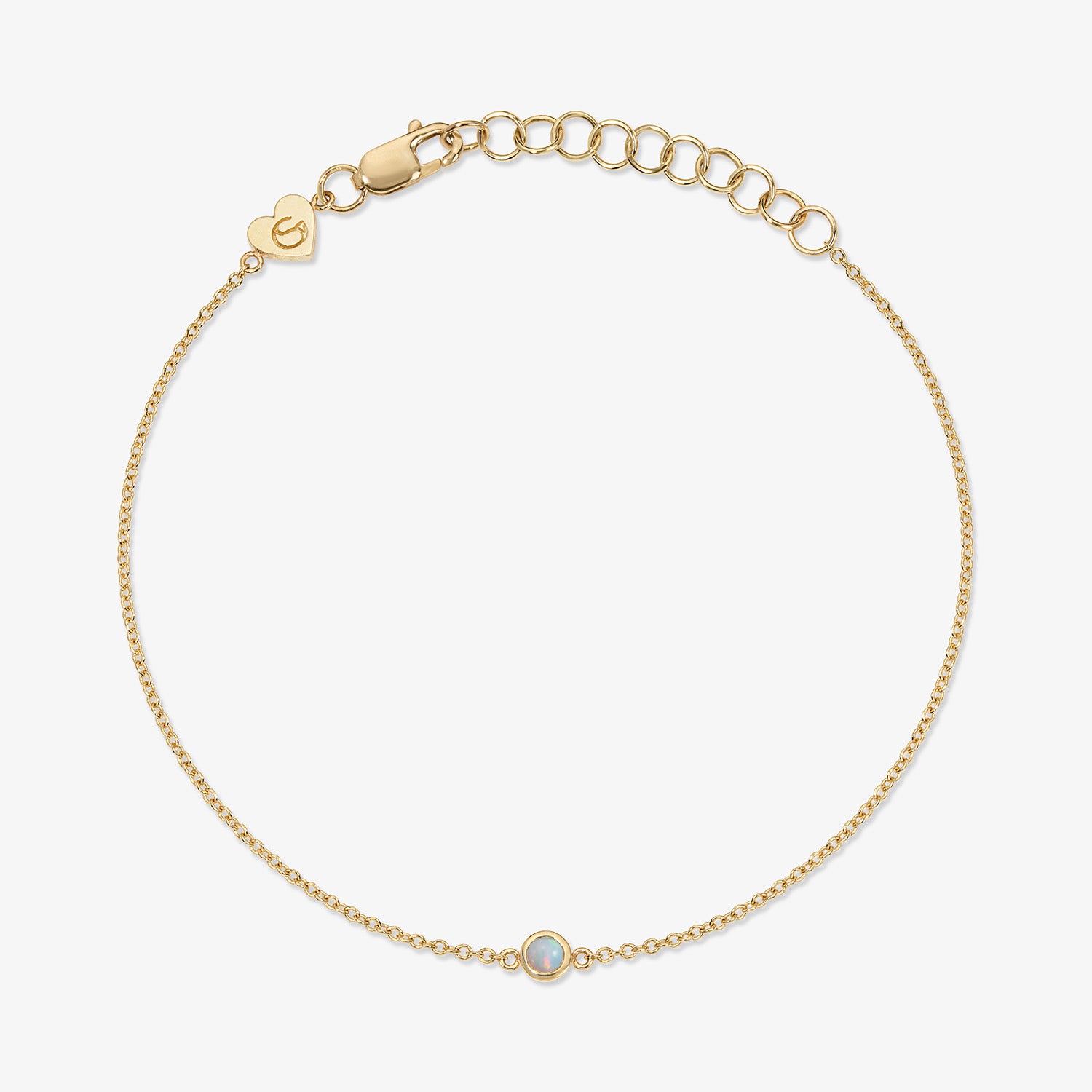 Margot Birthstone Bezel Chain Bracelet 14K Yellow Gold Opal
