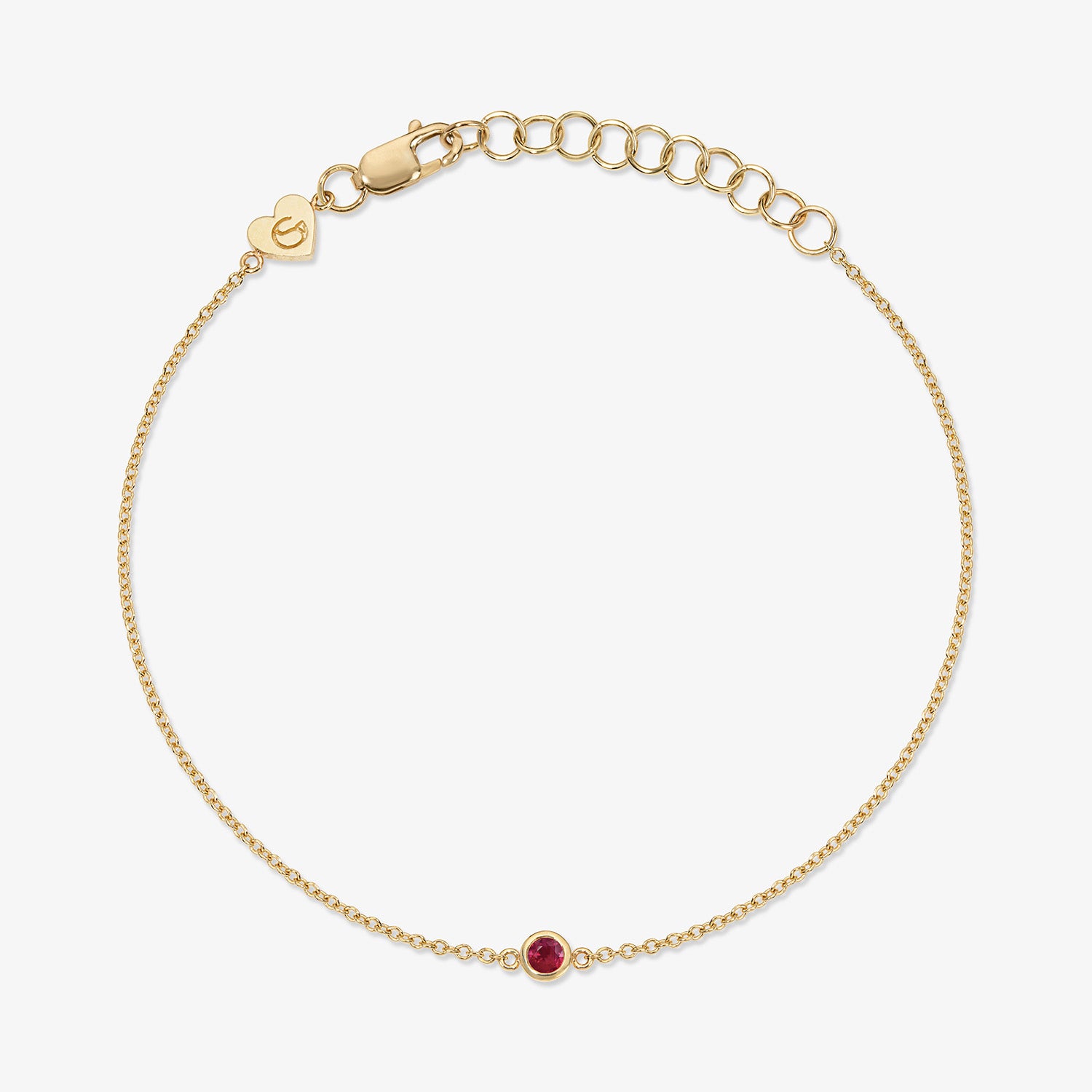Margot Birthstone Bezel Chain Bracelet 14K Yellow Gold Ruby
