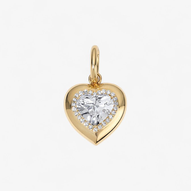 White Topaz Heart Button Charm