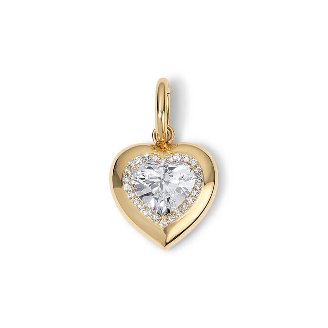 White Topaz Heart Button Charm