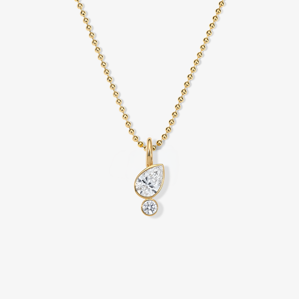 Coco Lab Diamond Pear Charm 14K Yellow Gold Regular Cleo Ball Chain 16 inch