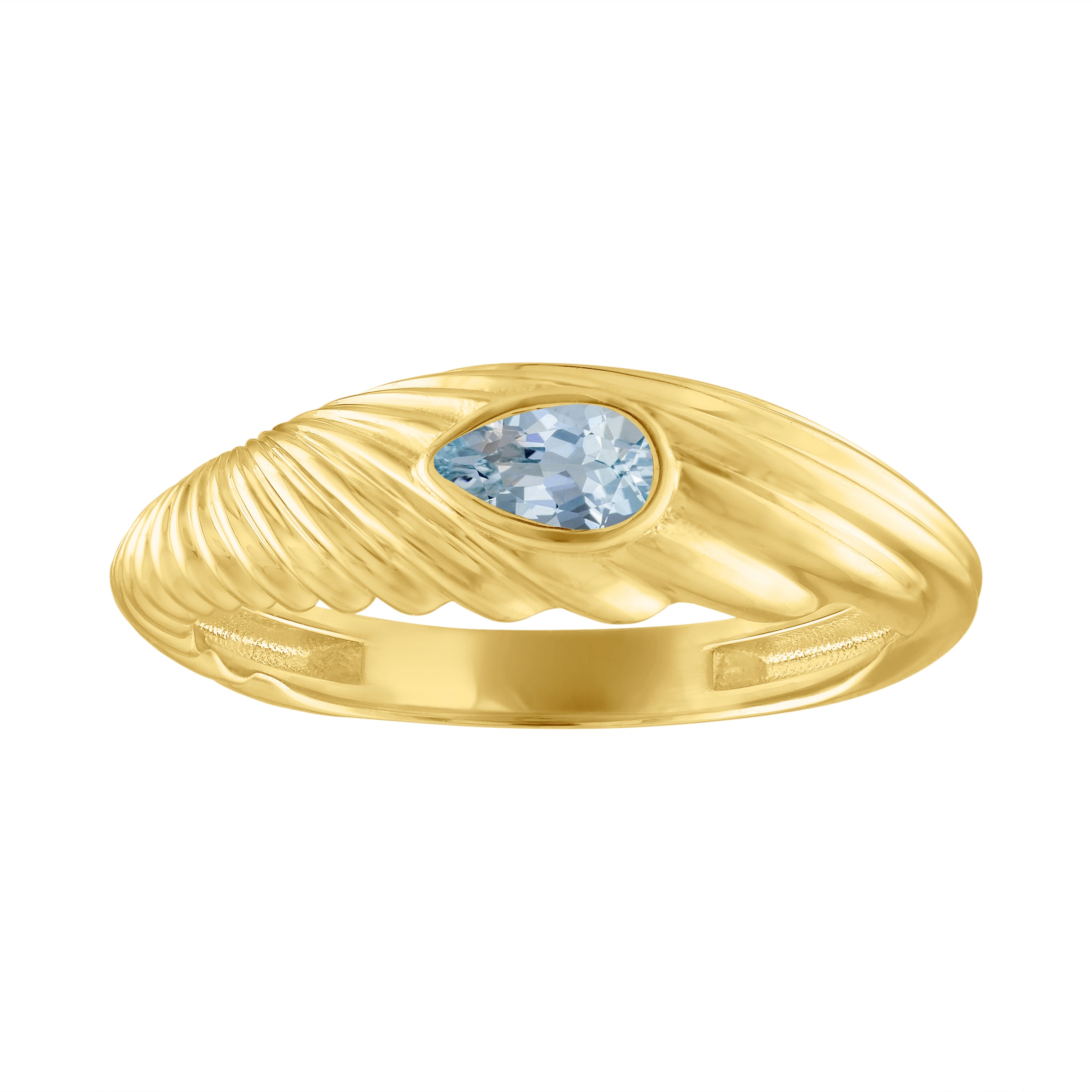 Crosby Ring with Aquamarine in Yellow Gold Size 7.25