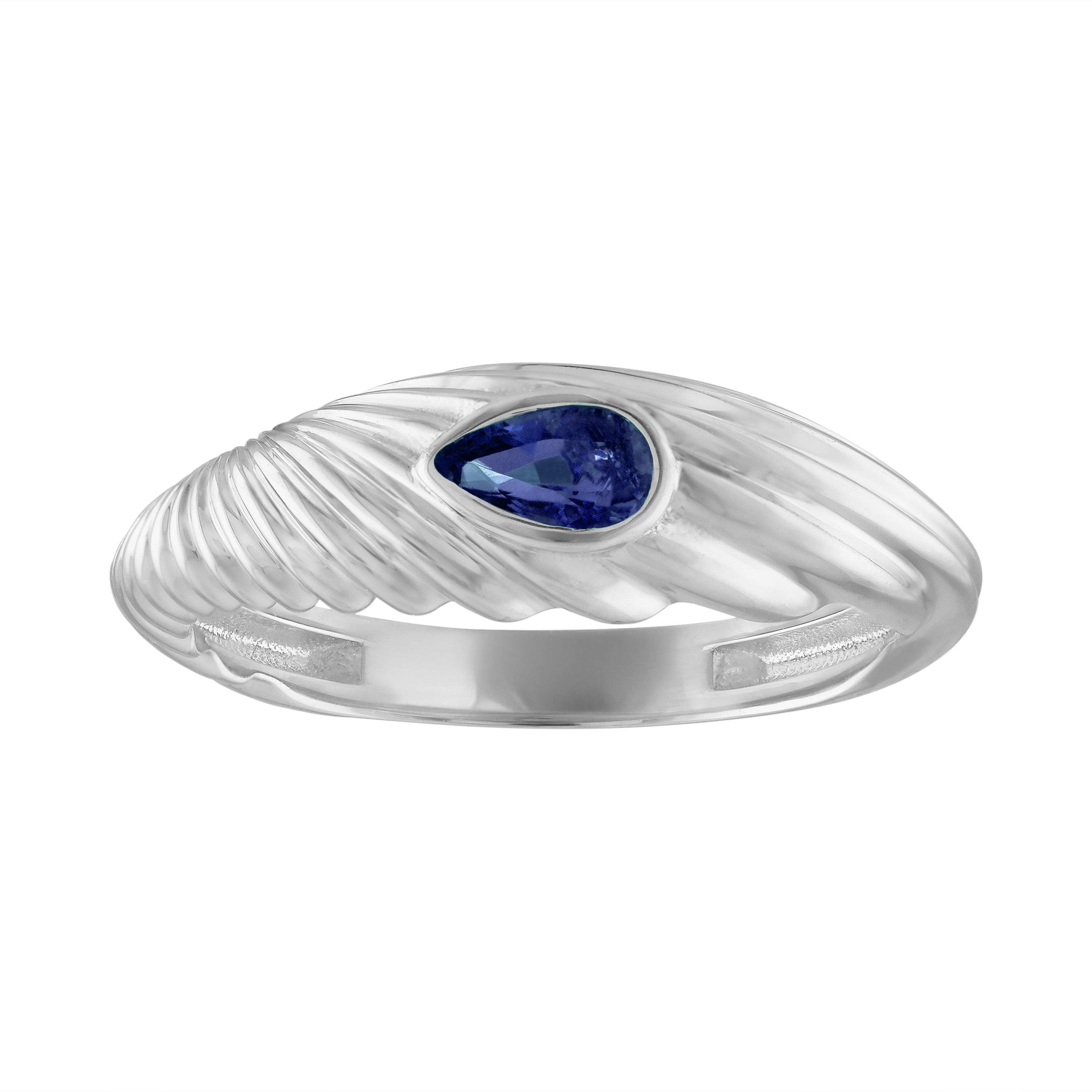 Crosby Ring with Blue Sapphire in White Gold Size 5.75