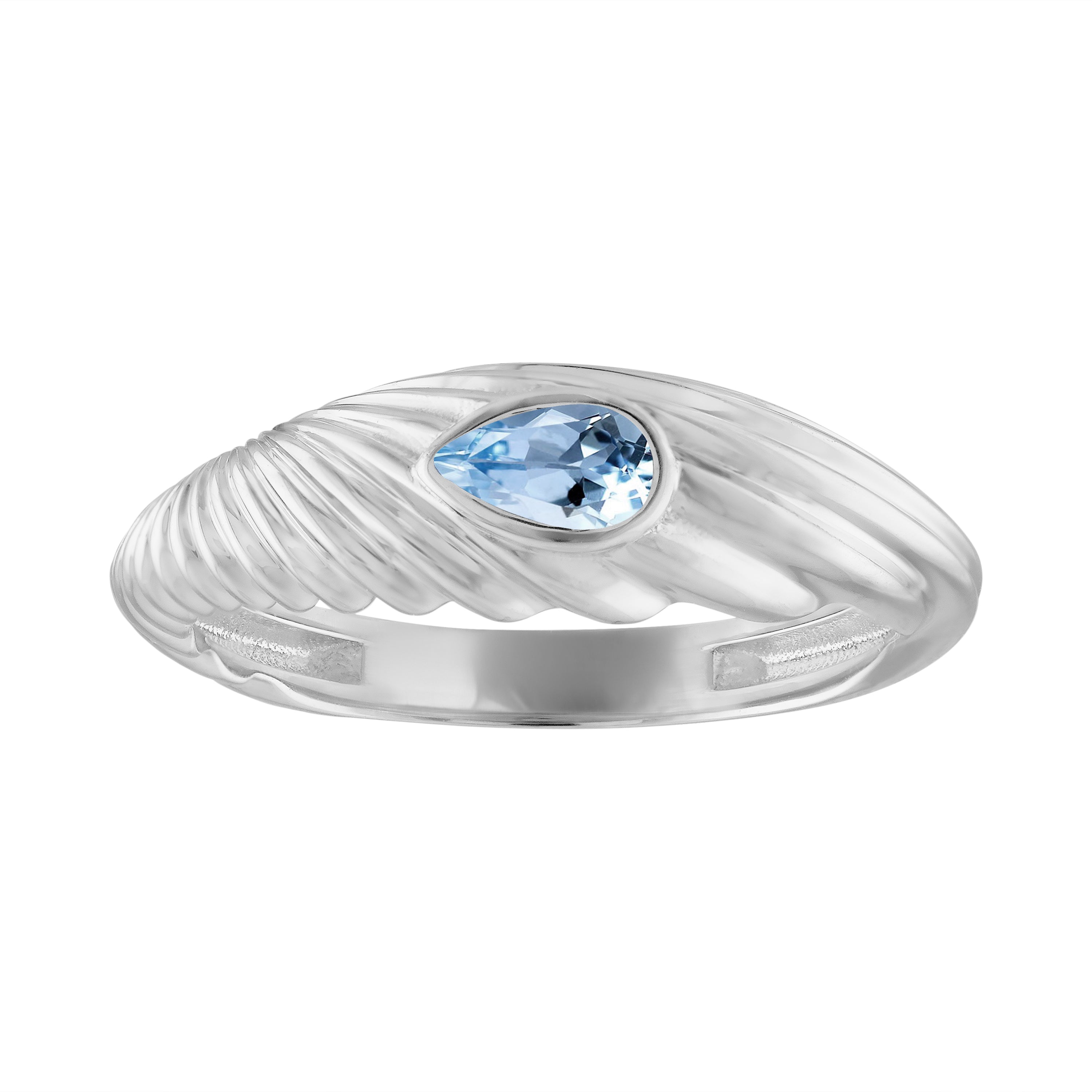 Crosby Ring with Blue Topaz in White Gold Size 7.25