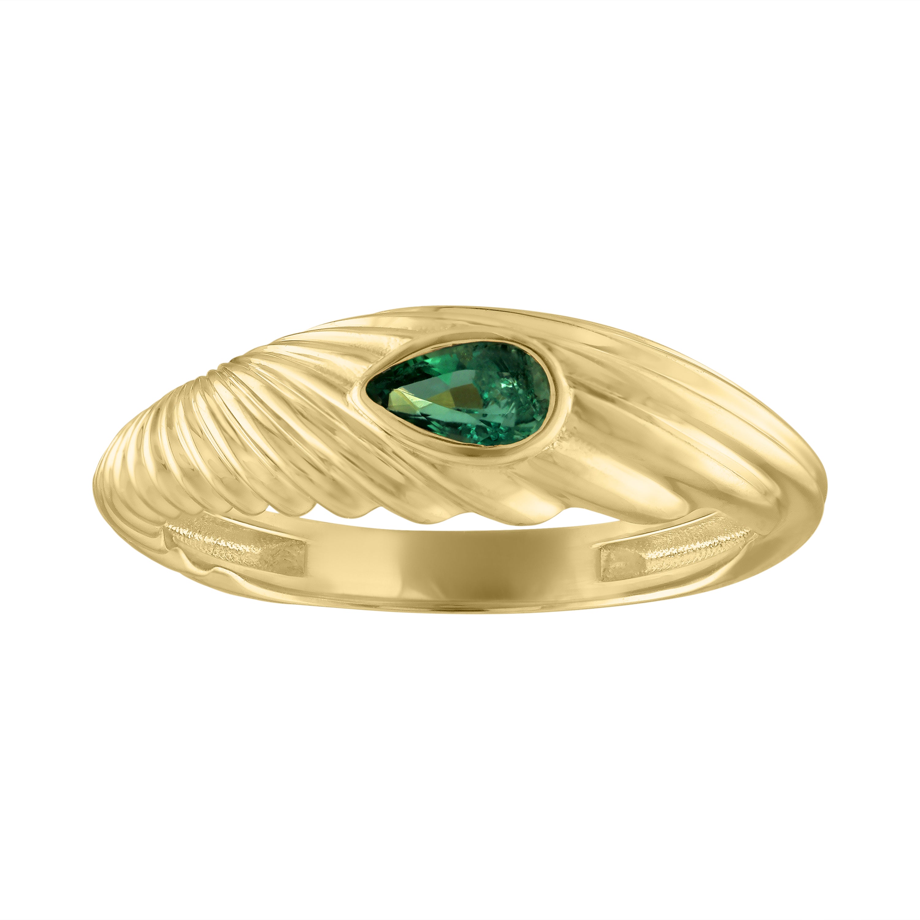 Crosby Ring with Emerald in Yellow Gold Size 7.25