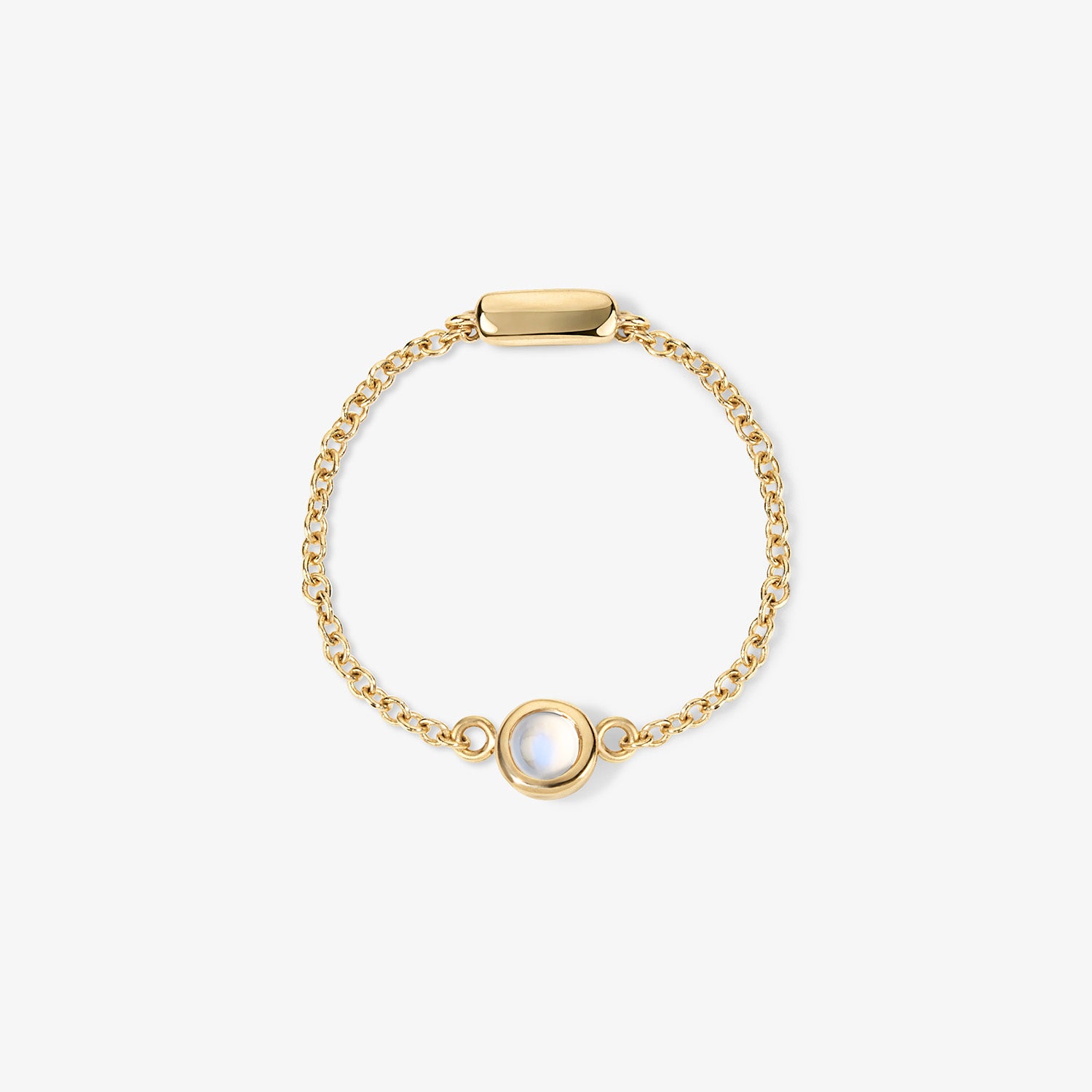 Margot Birthstone Bezel Chain Ring 14K Yellow Gold Moonstone