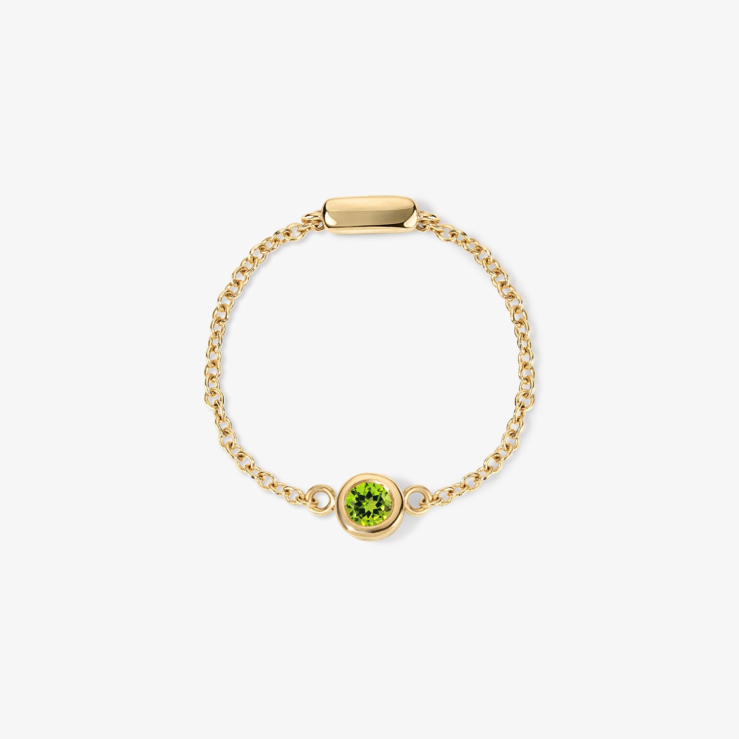Margot Birthstone Bezel Chain Ring 14K Yellow Gold Peridot