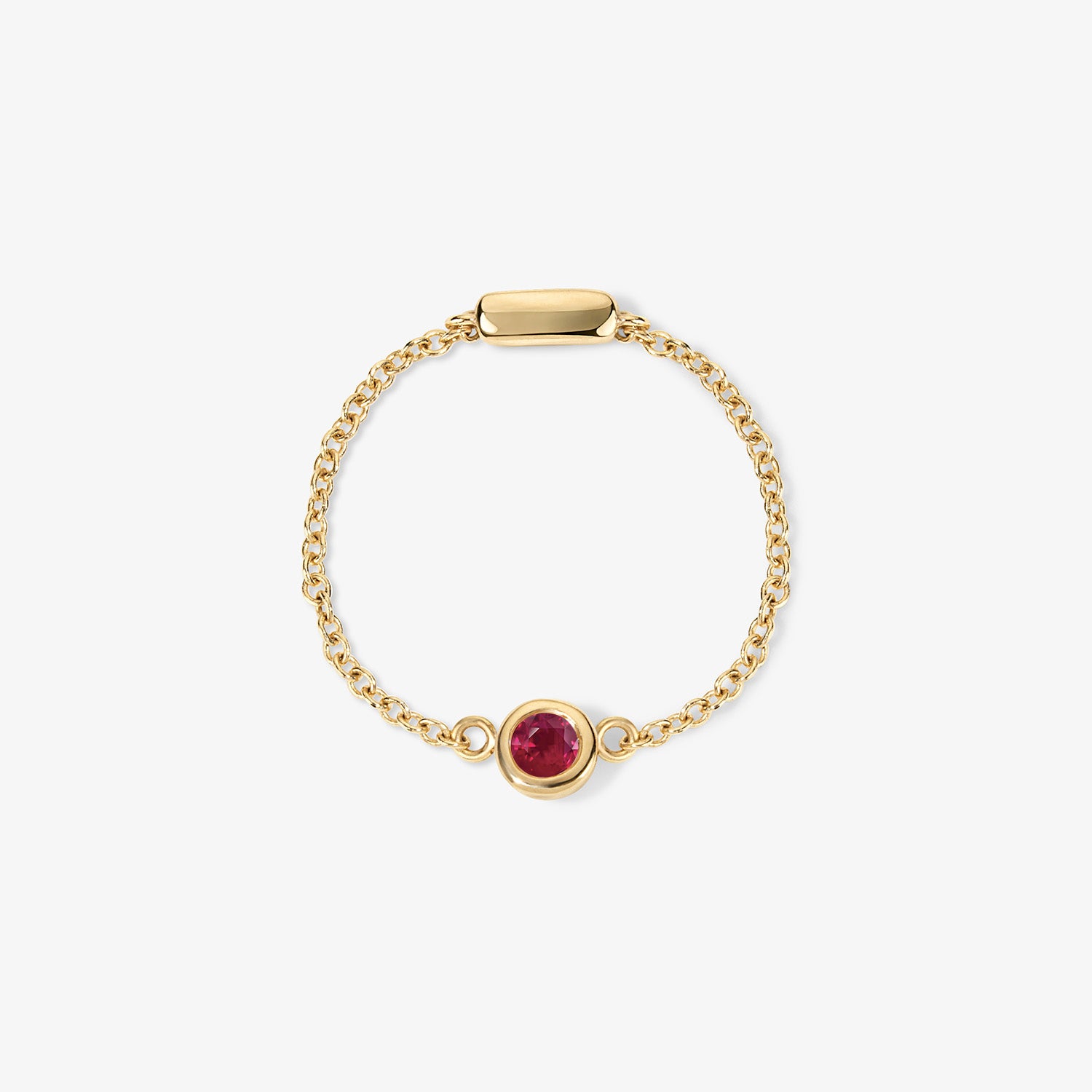 Margot Birthstone Bezel Chain Ring 14K Yellow Gold Ruby