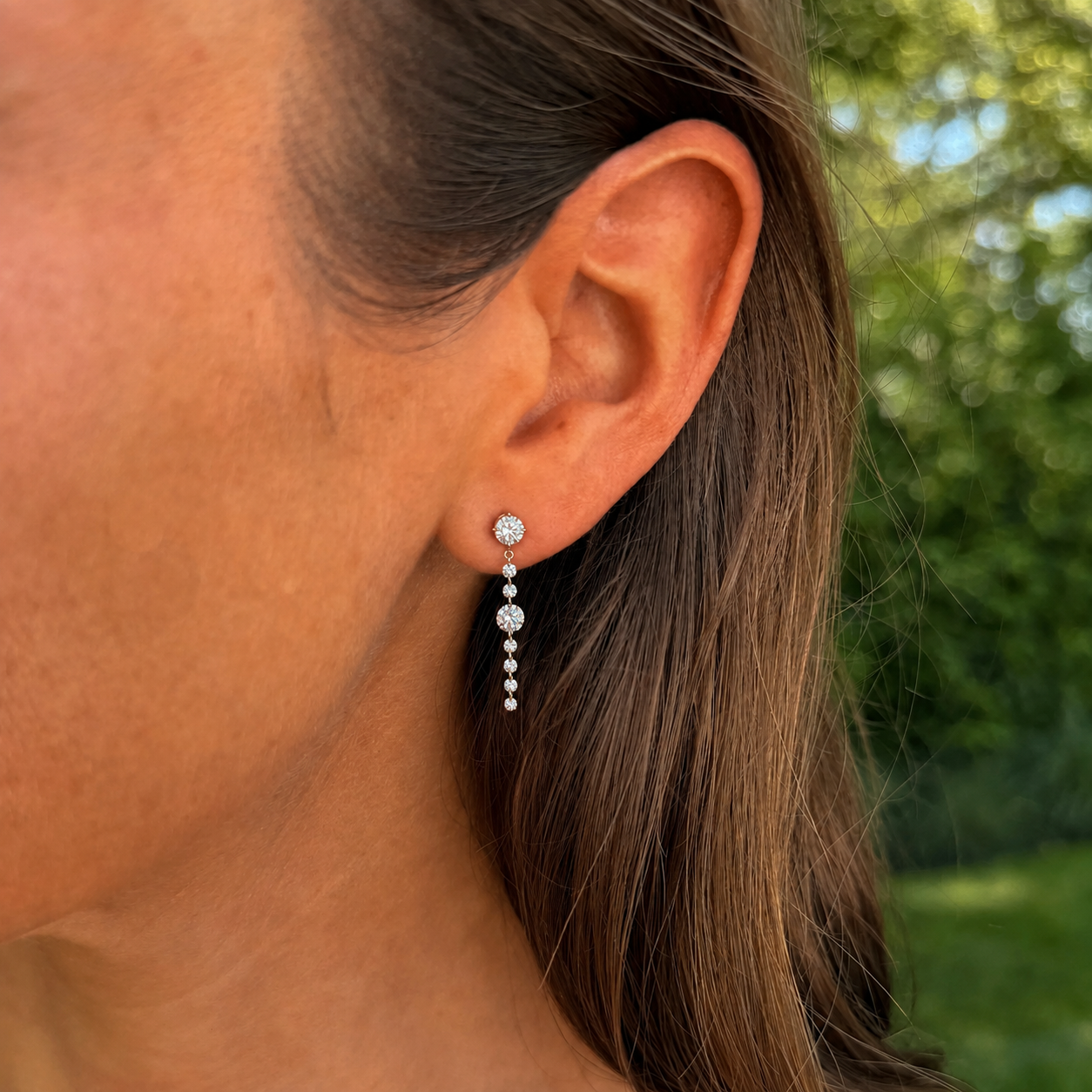 Lola Lab Grown Drilled Diamond Linear Earrings