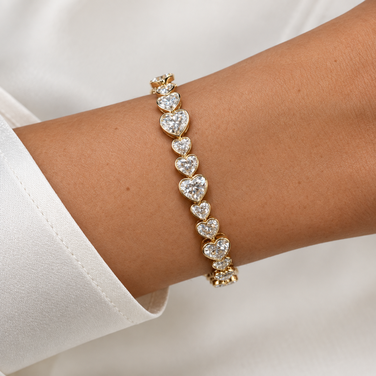 Coco Lab Diamond Heart Bezel Tennis Bracelet