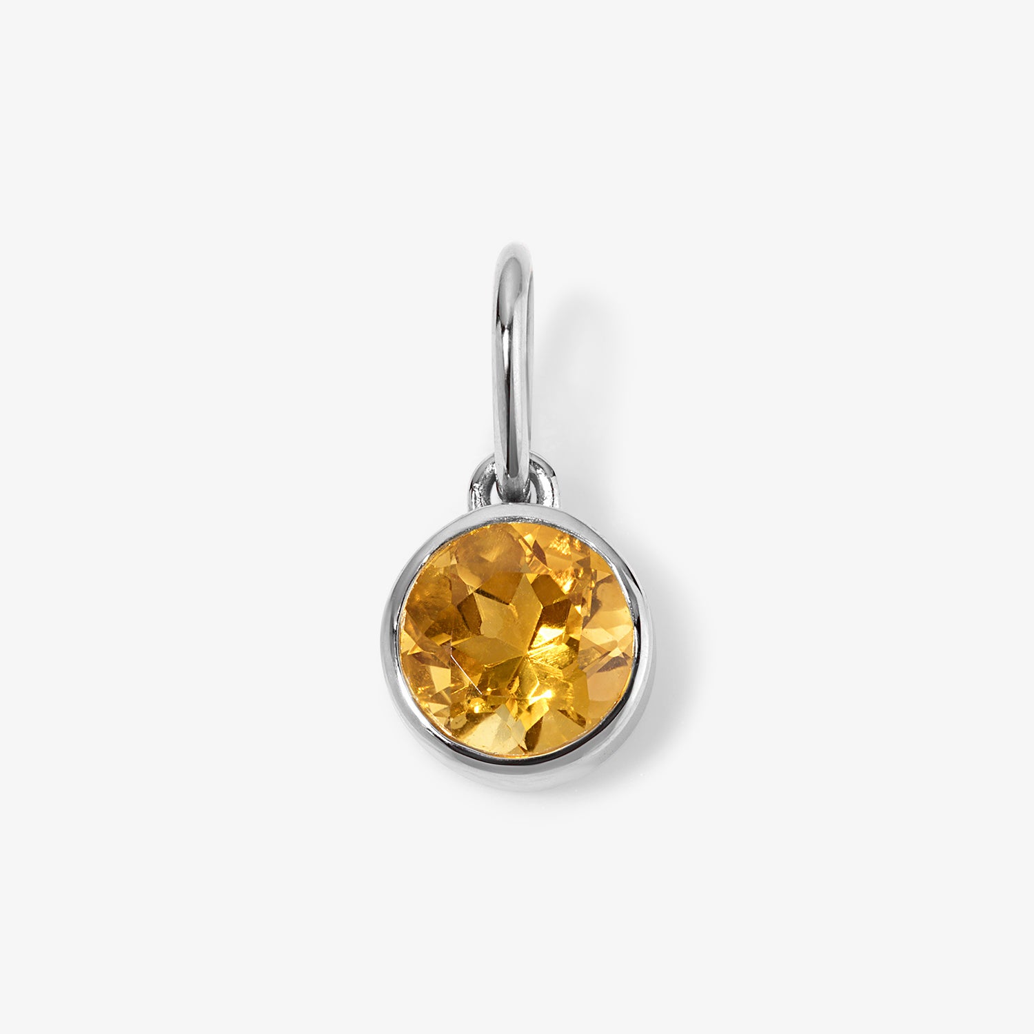 Margot Citrine Birthstone Bezel Charm 14K White Gold Small