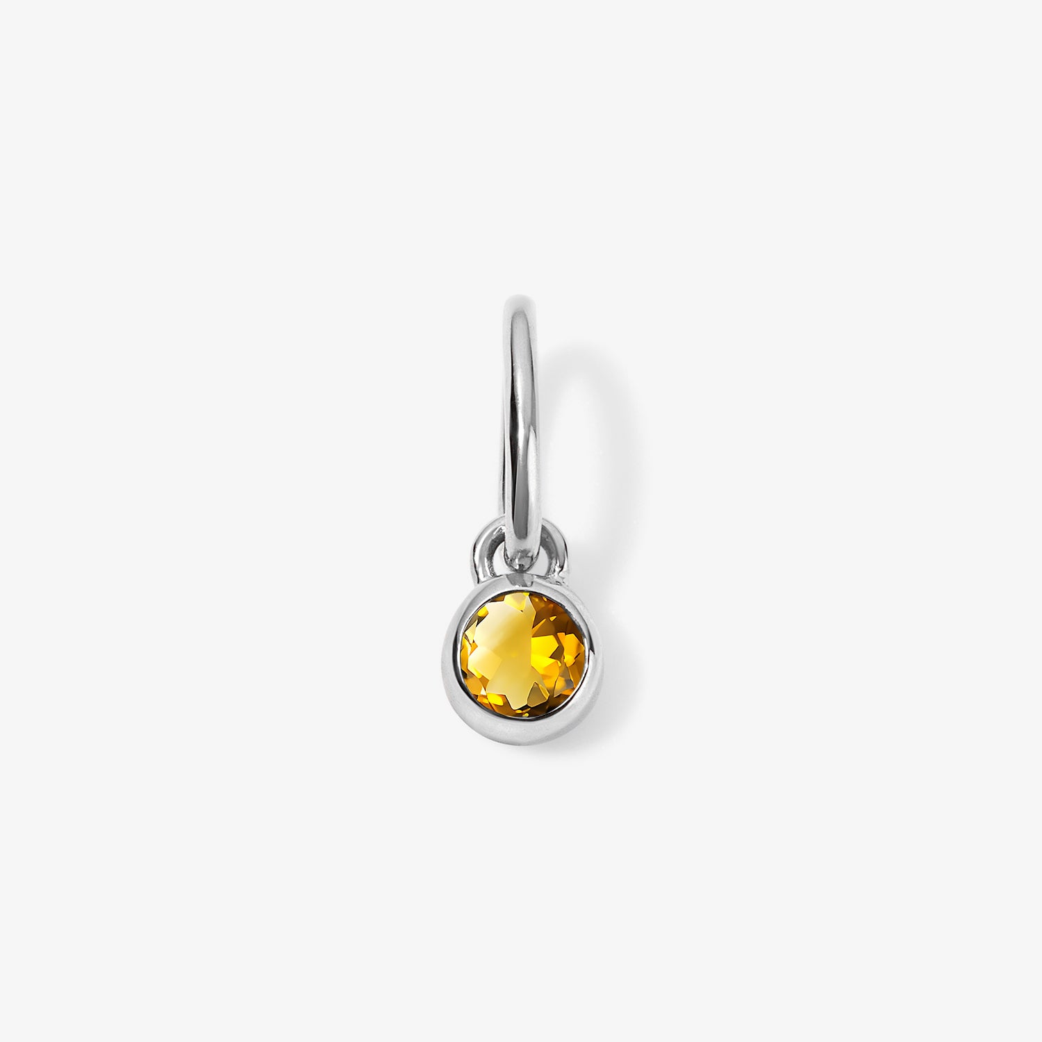 Margot Citrine Birthstone Bezel Charm 14K White Gold Mini