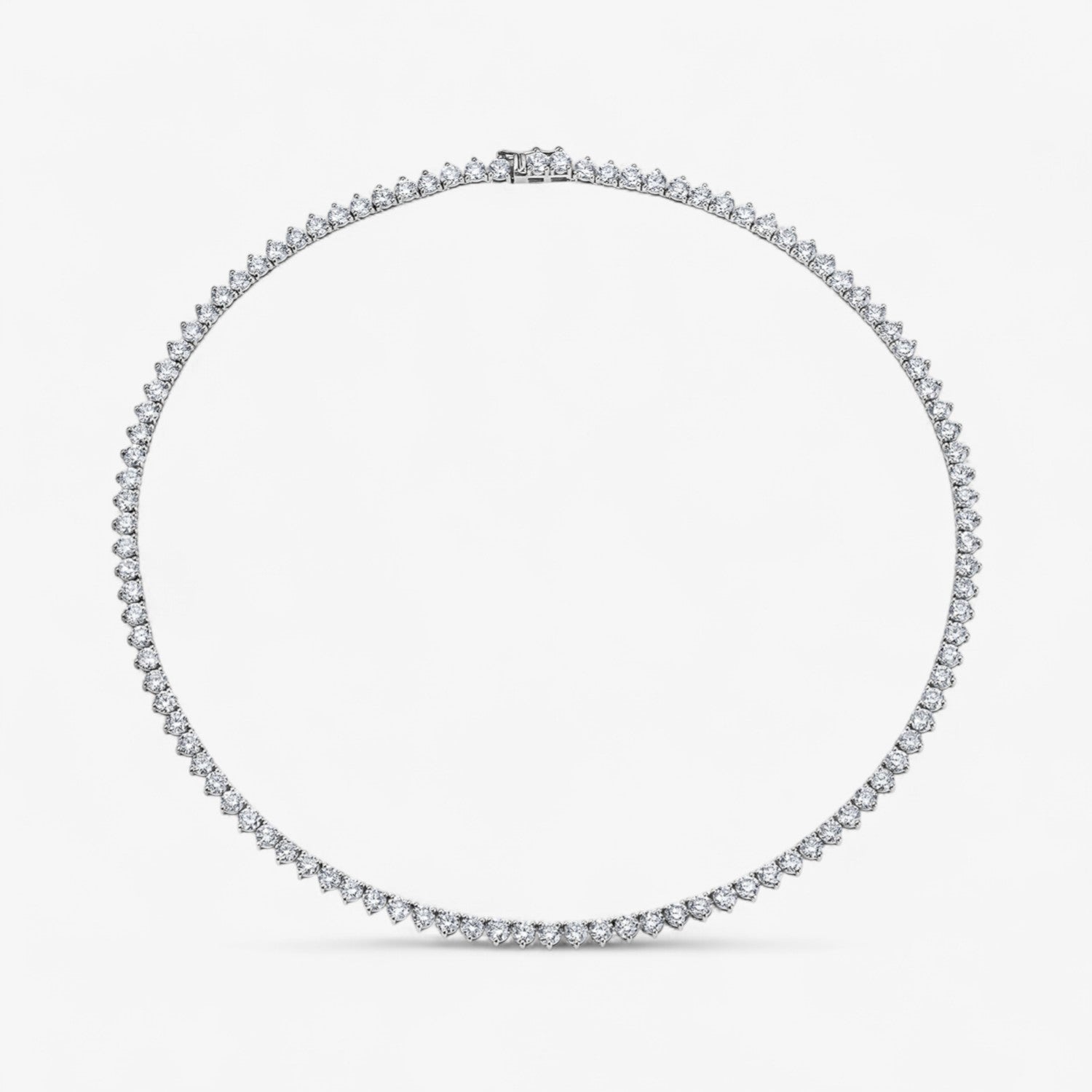 Classic Diamond Tennis Necklace 3 Prong